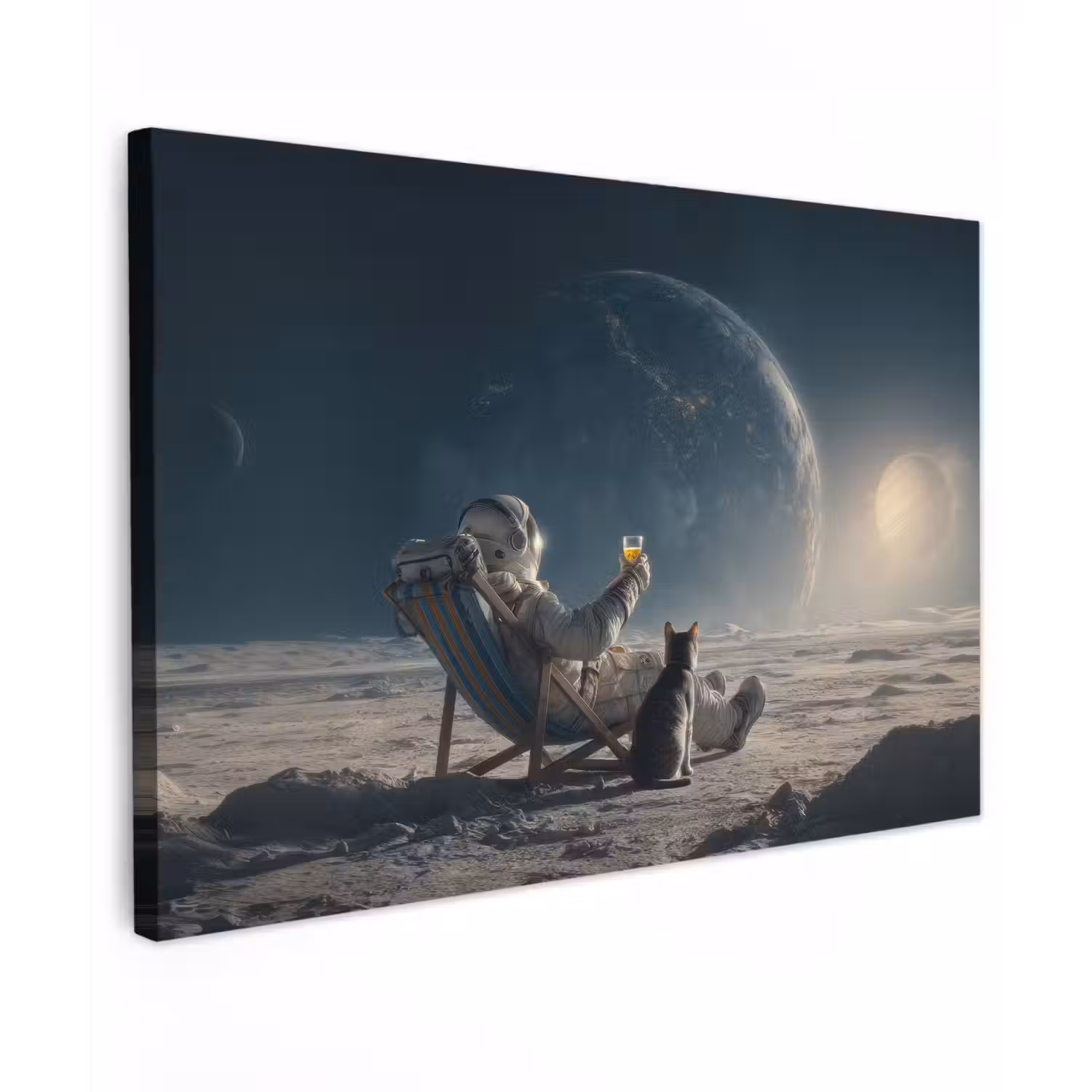 Maan - Kat - Astronaut - Ruimte canvas 2cm klein -z3d