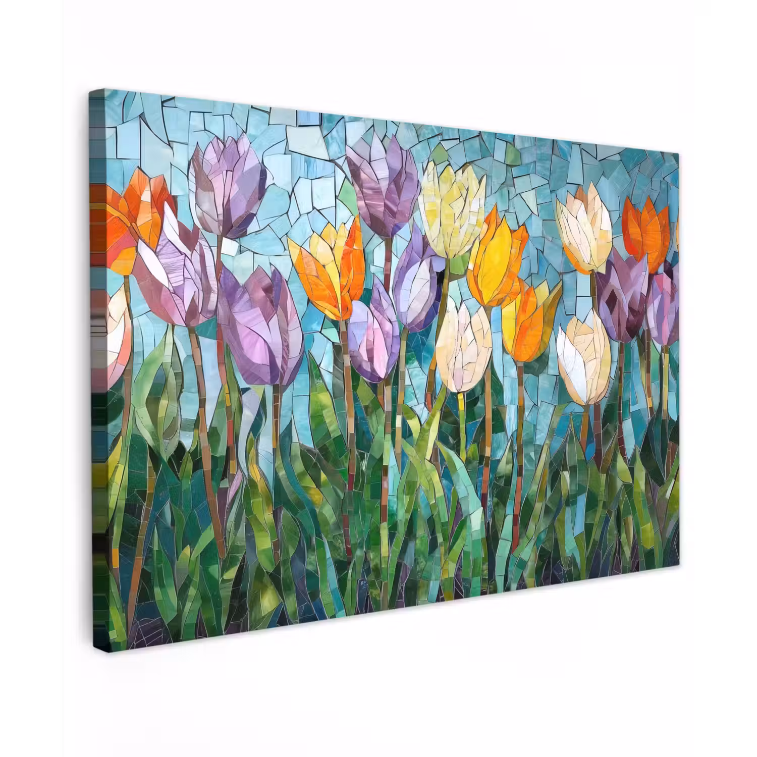 Mozaïek - Veld - Tulpen - Kleurrijk canvas 2cm klein -z3d