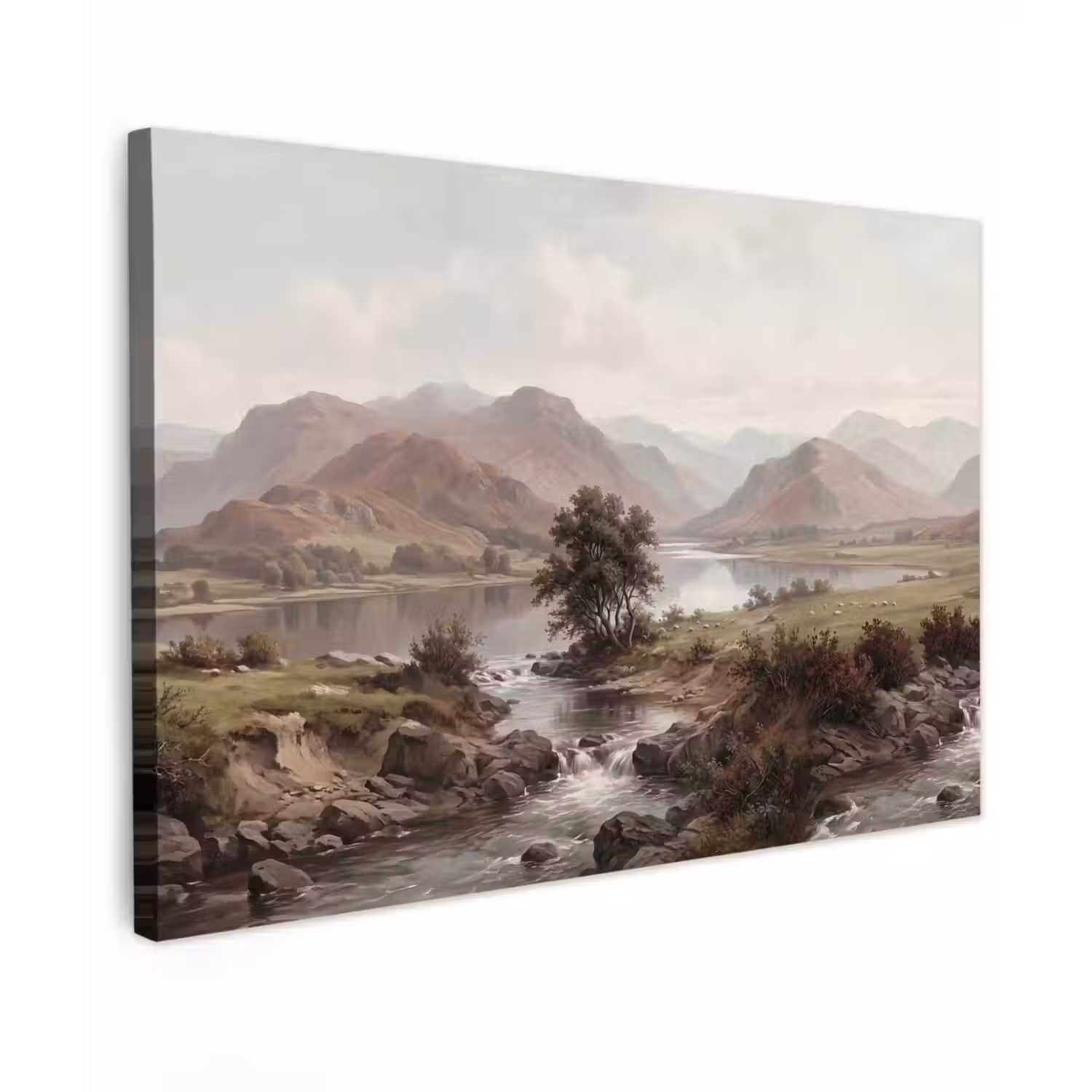 Berglandschap - Meer - Bergen - Vallei - Klassiek canvas 2cm klein -z3d