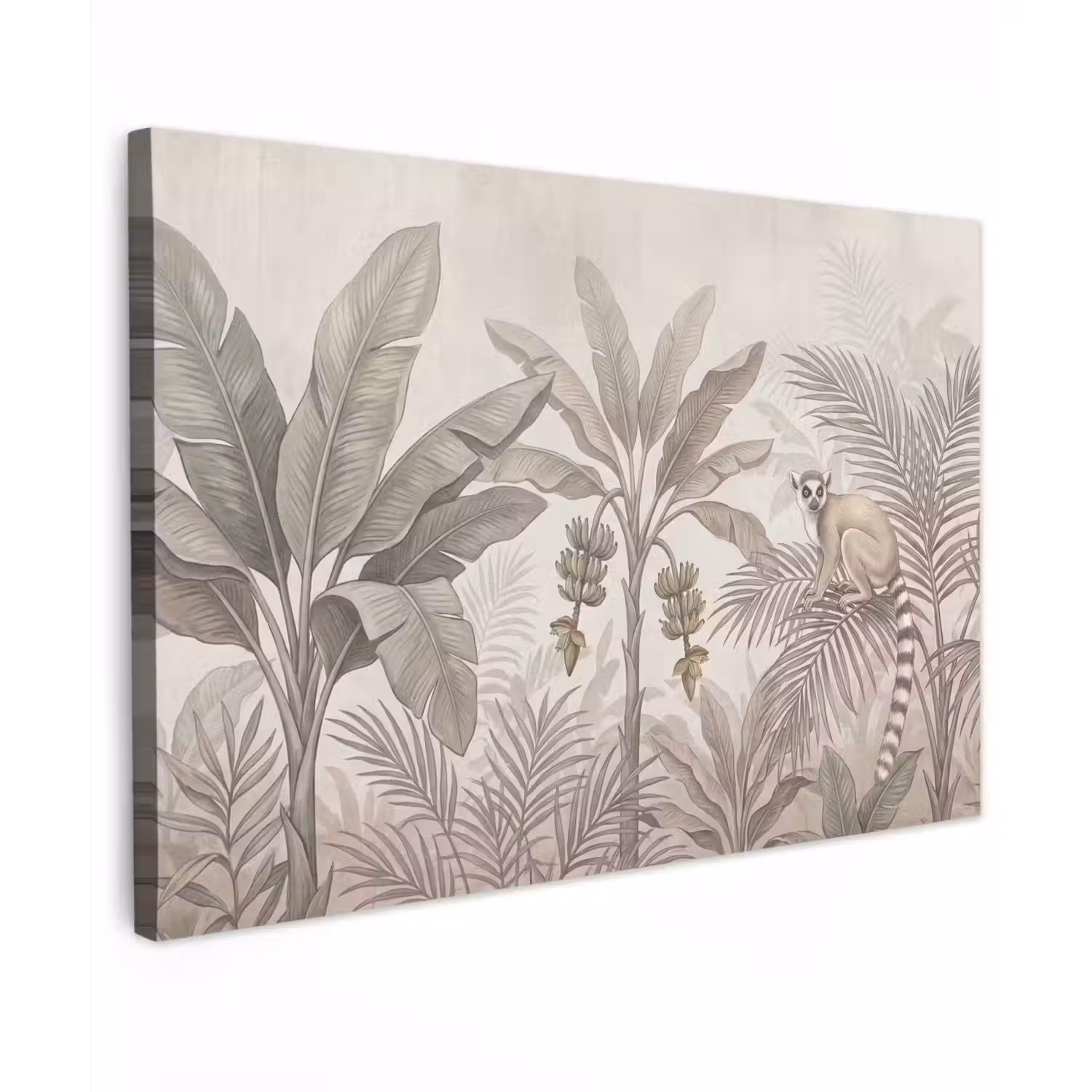 Natuur - Jungle - Ringstaartmaki - Bruin canvas 2cm klein -z3d