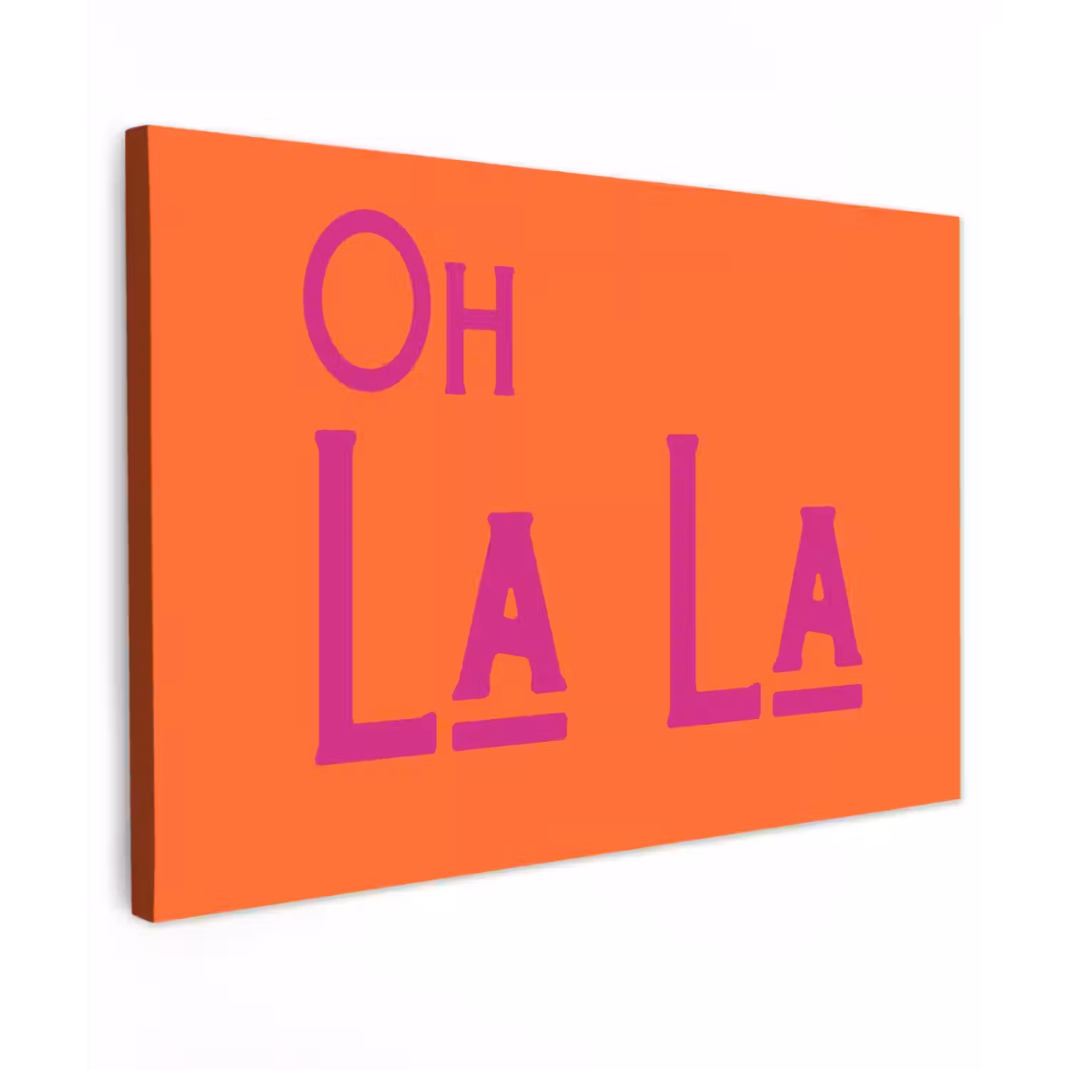 Oh la la - Oranje - Roze - Scheeflettertype canvas 2cm klein -z3d