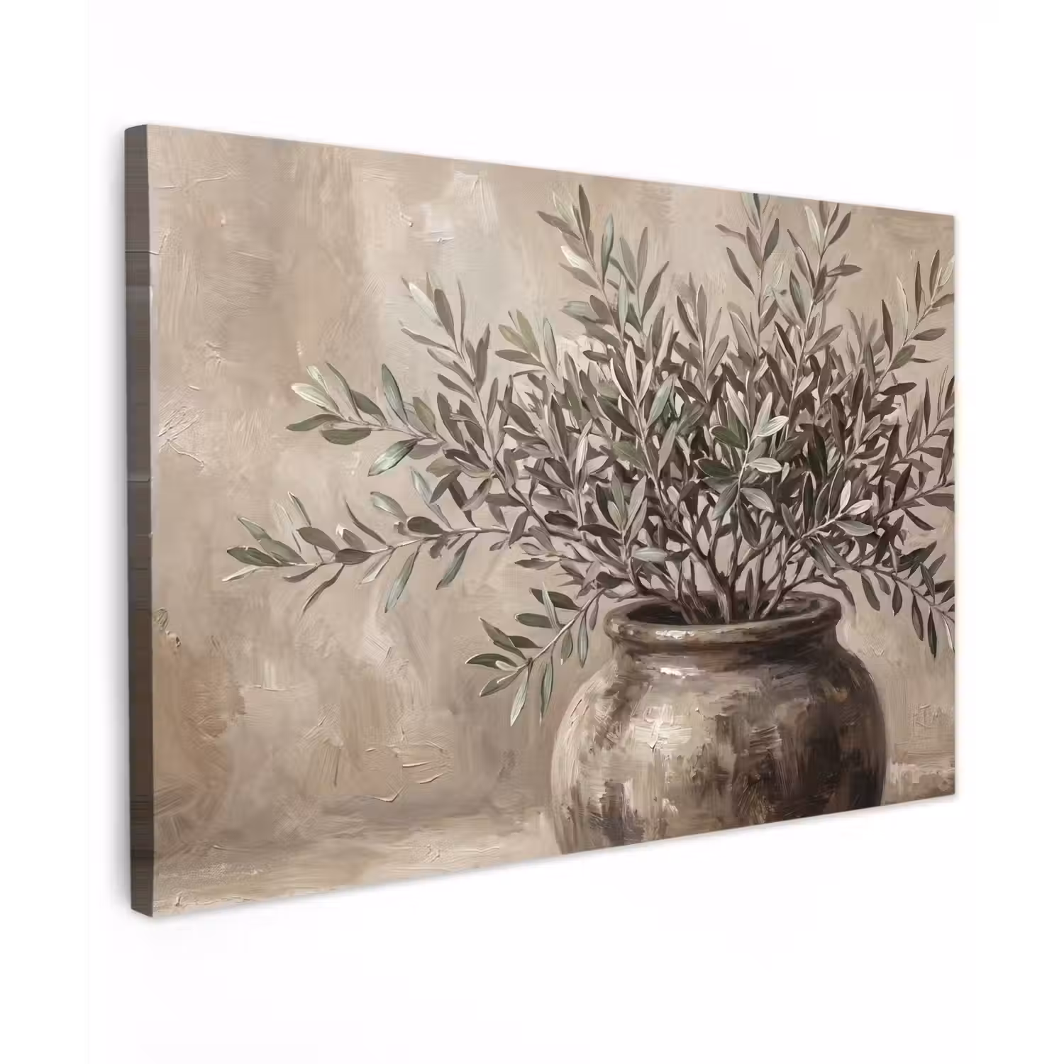 Olijfplant - Aardenpot - Abstract - Beige canvas 2cm klein -z3d