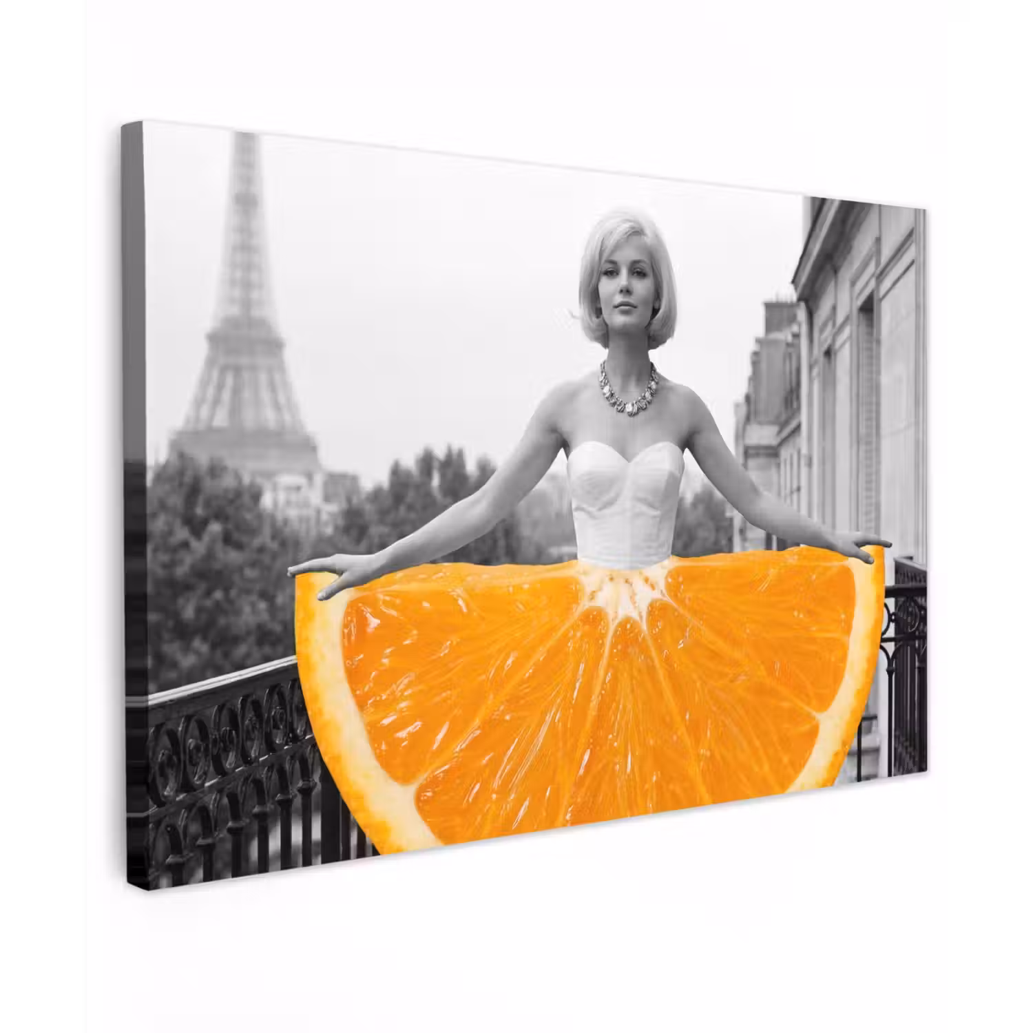 Sinaasappel - Eiffeltoren - Vrouw canvas 2cm klein -z3d