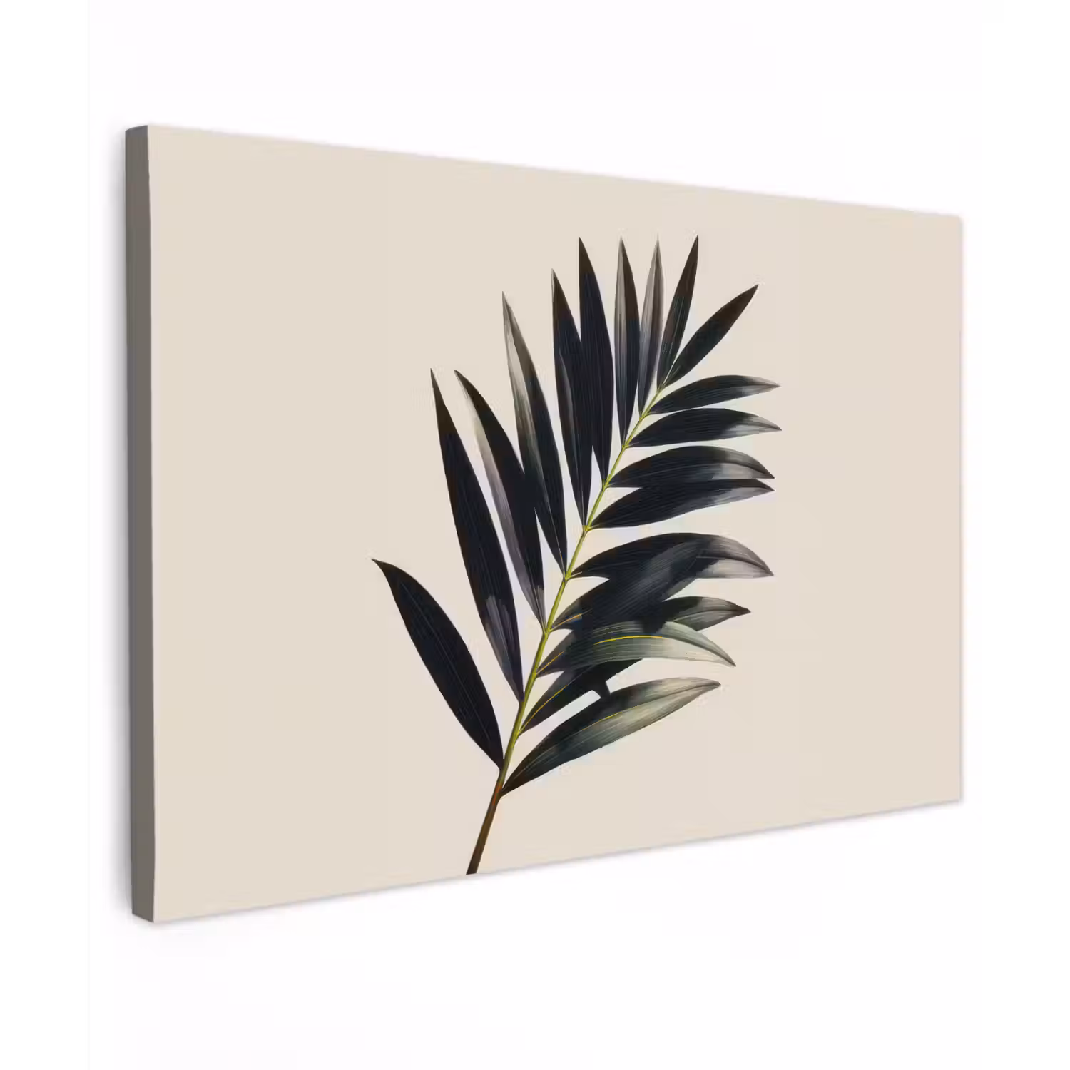 Palmblad - Subtiel - Groen - beige canvas 2cm klein -z3d