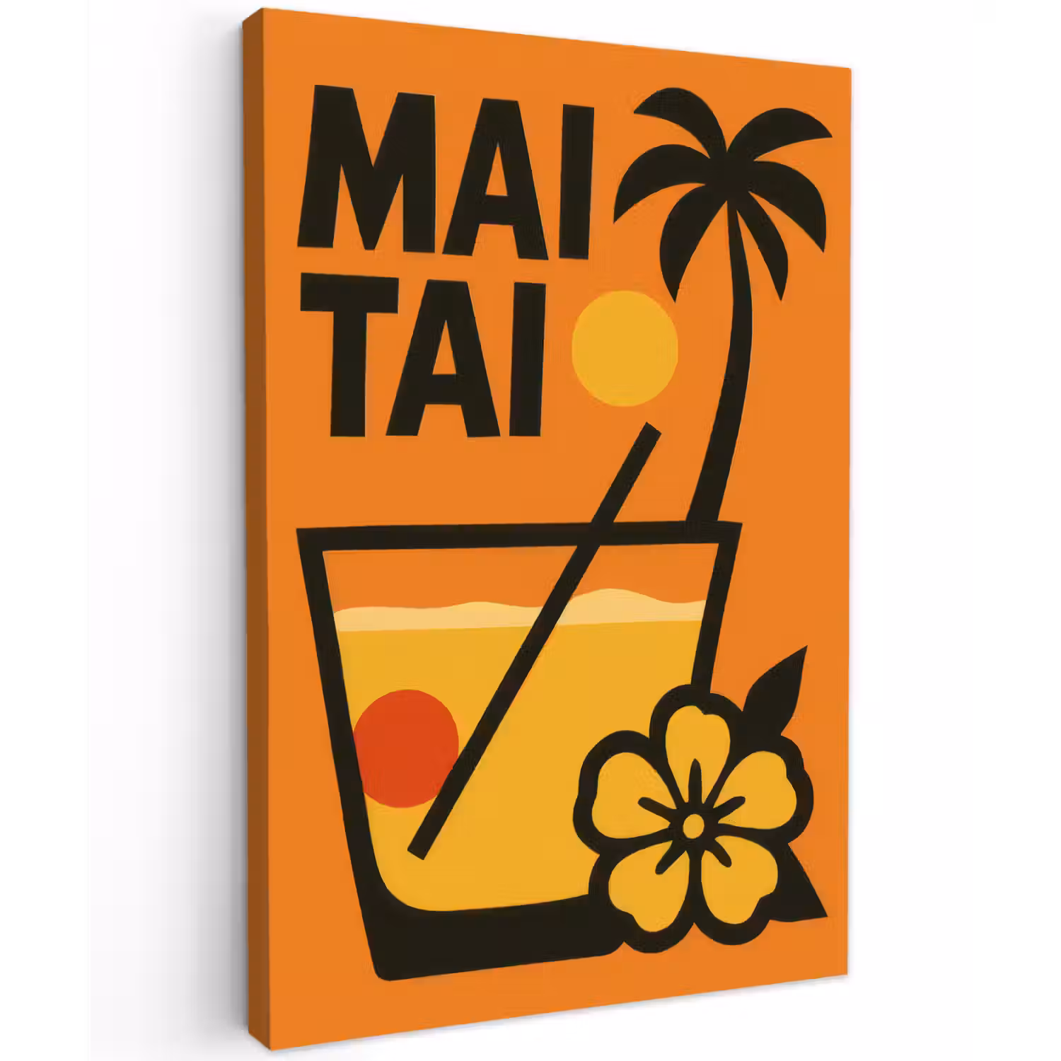 Palmboom - Bloem - Art - Drink canvas 2cm klein -z3d