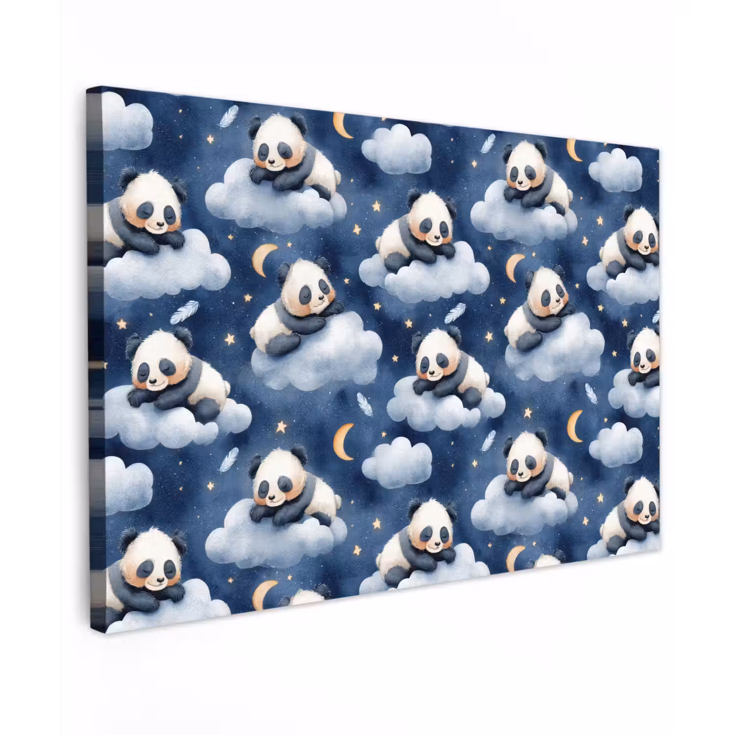 Panda's - Slapen - Blauw canvas 2cm klein 34 -z3d