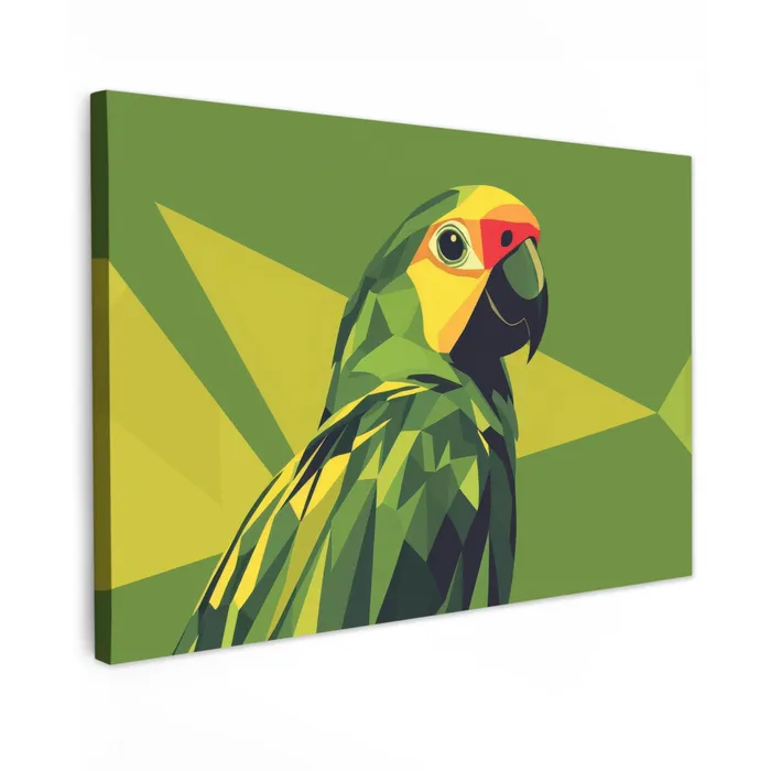 Papegaai - Groen - Snavel - Abstract canvas 2cm klein -z3d