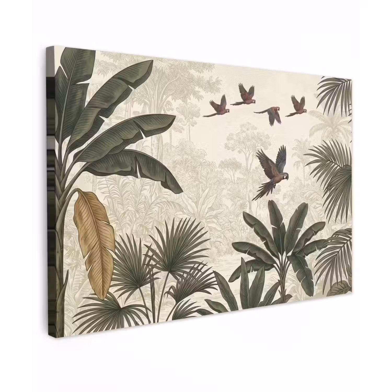 Papagaaien - Jungle - Tropisch - Green canvas 2cm klein -z3d