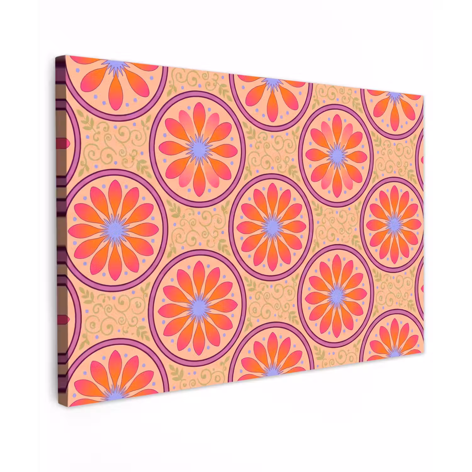 Patroon - Bloemen - Decoratief - Kleurrijk - Modern canvas 2cm klein -z3d