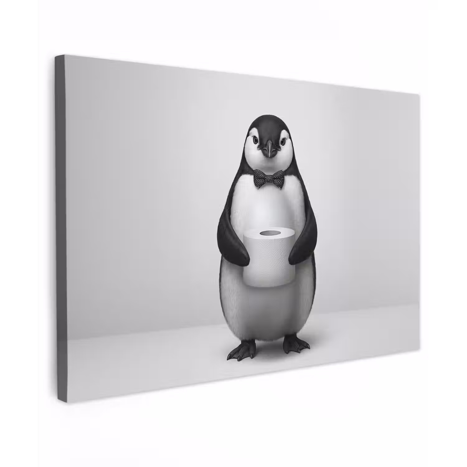 Pinguïn - WC rol - Wit canvas 2cm klein -z3d