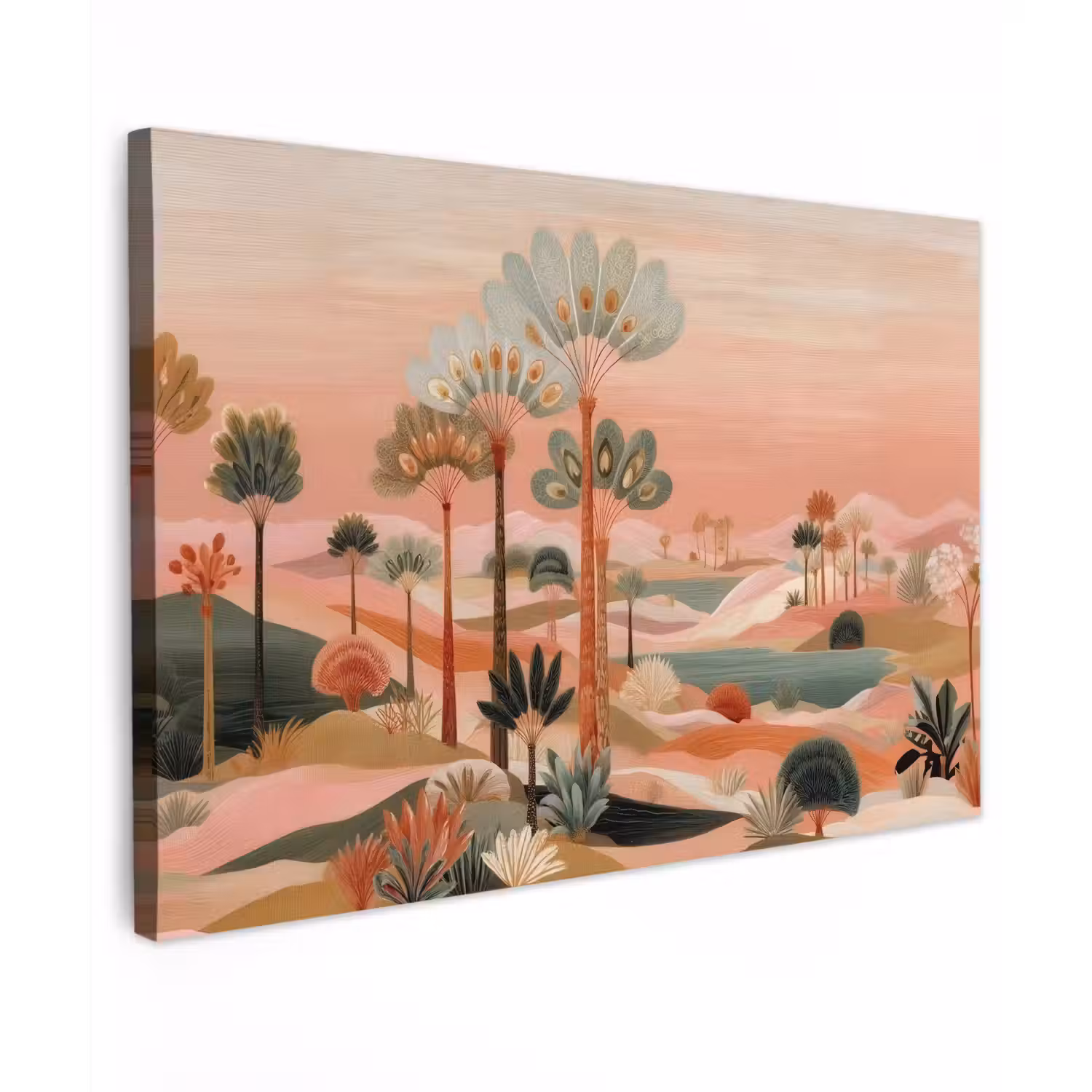 Roze landschap - Palmen - Water canvas 2cm klein -z3d