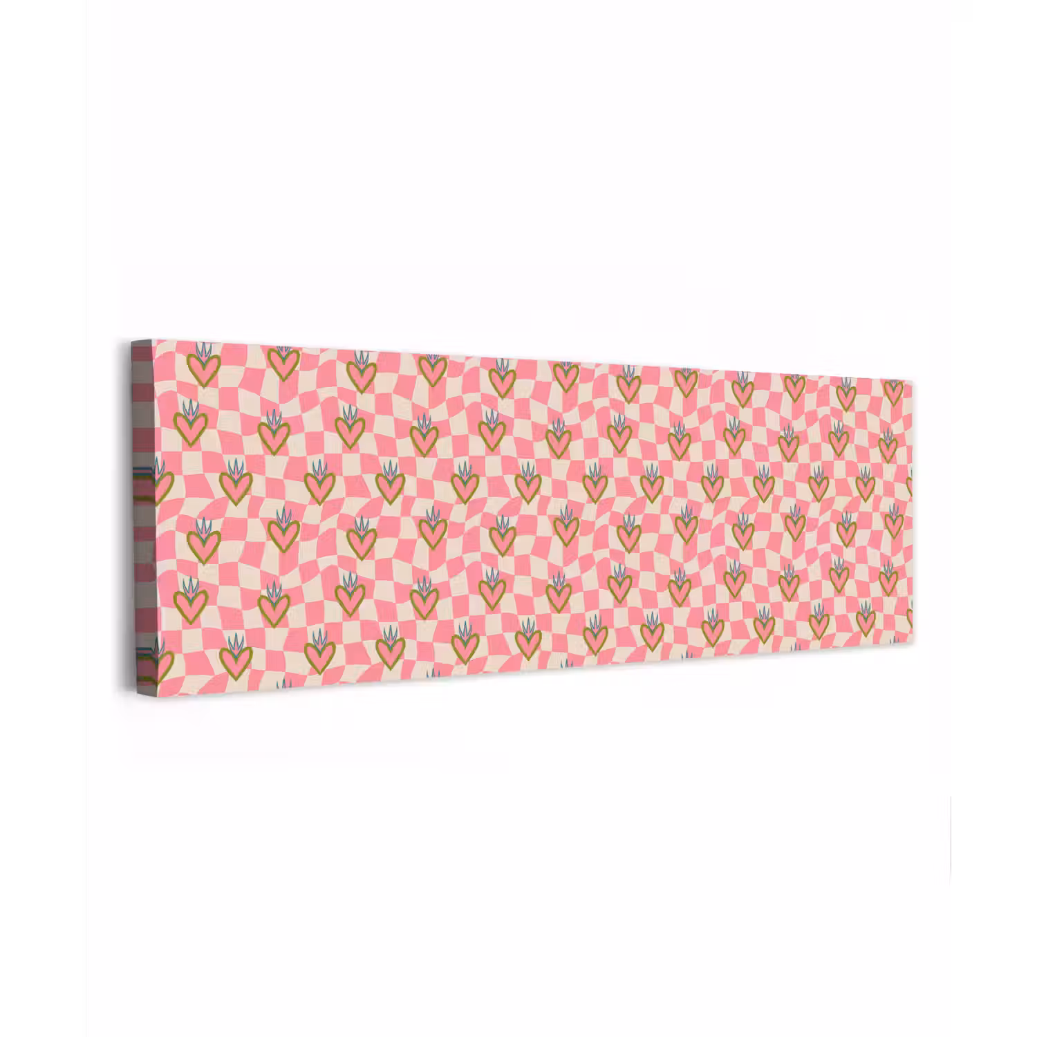 Roze - Retro - Patroon - Geblokt canvas 2cm klein 828 -z3d