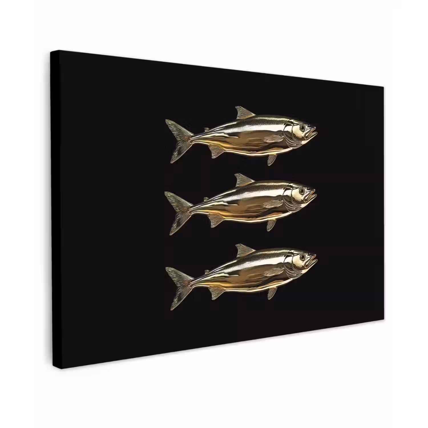 Vissen - Goud - Zwart canvas 2cm klein -z3d