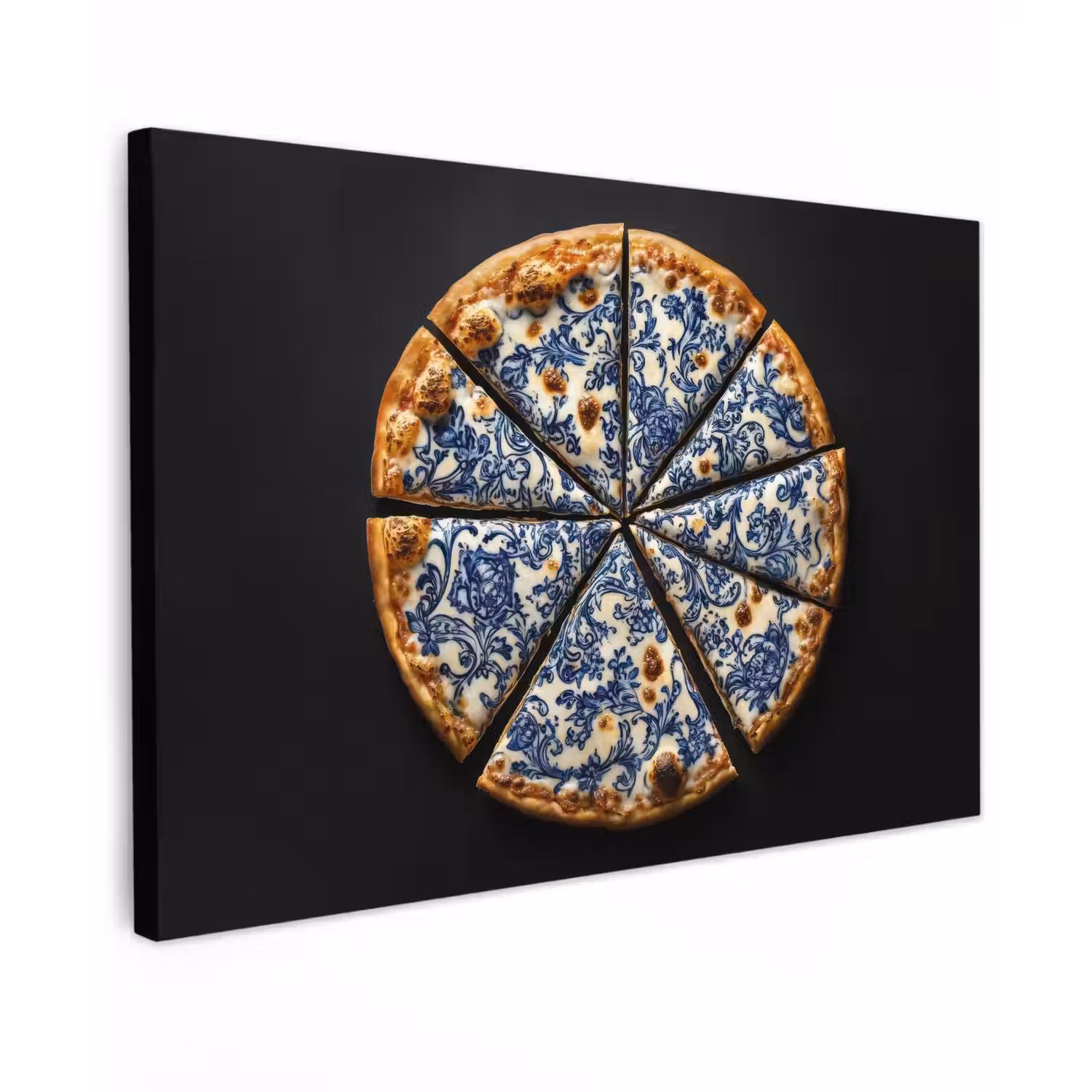 Pizza - Eten - Delftsblauw canvas 2cm klein -z3d