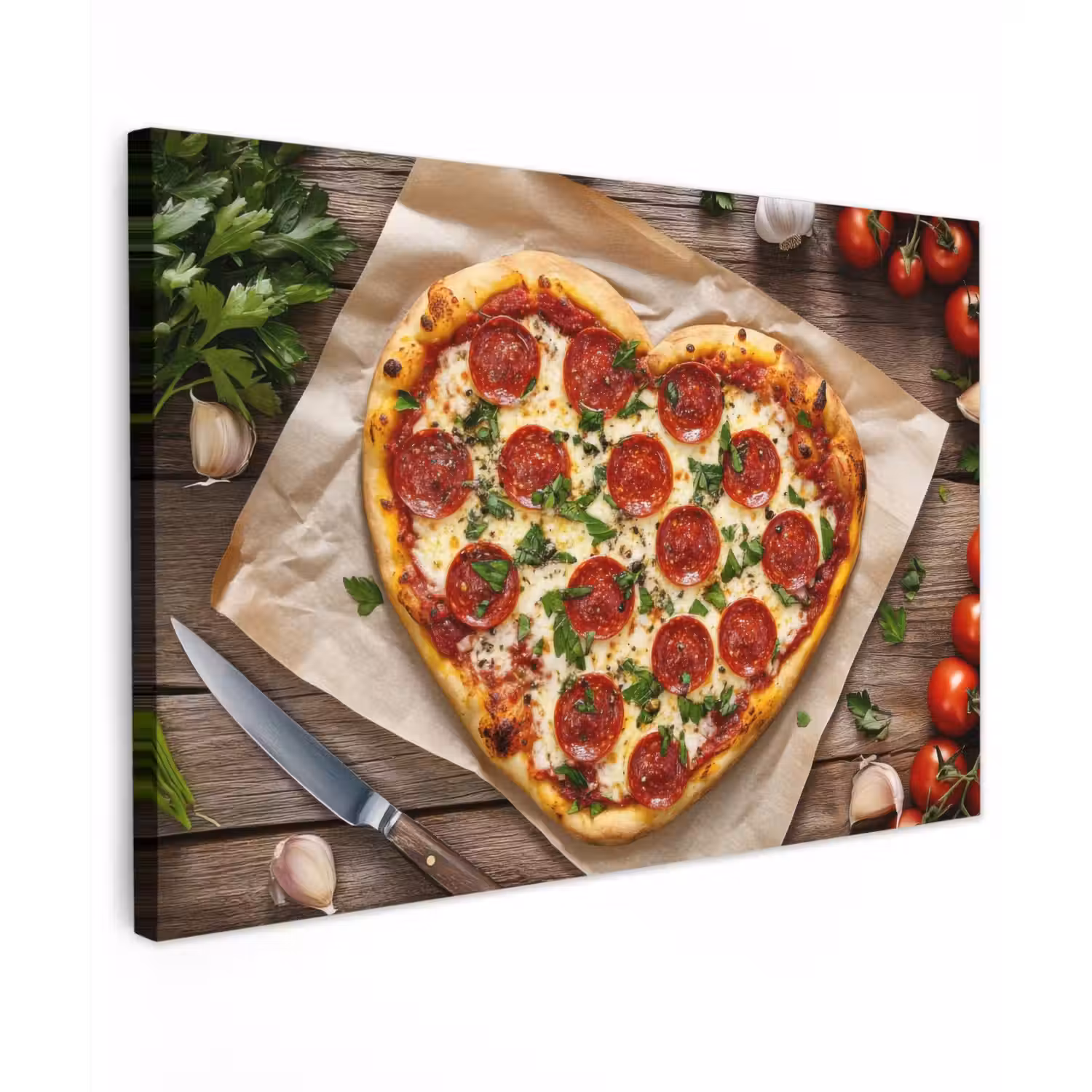 Pizza - Hart - Pepperoni - Tomaat canvas 2cm klein -z3d