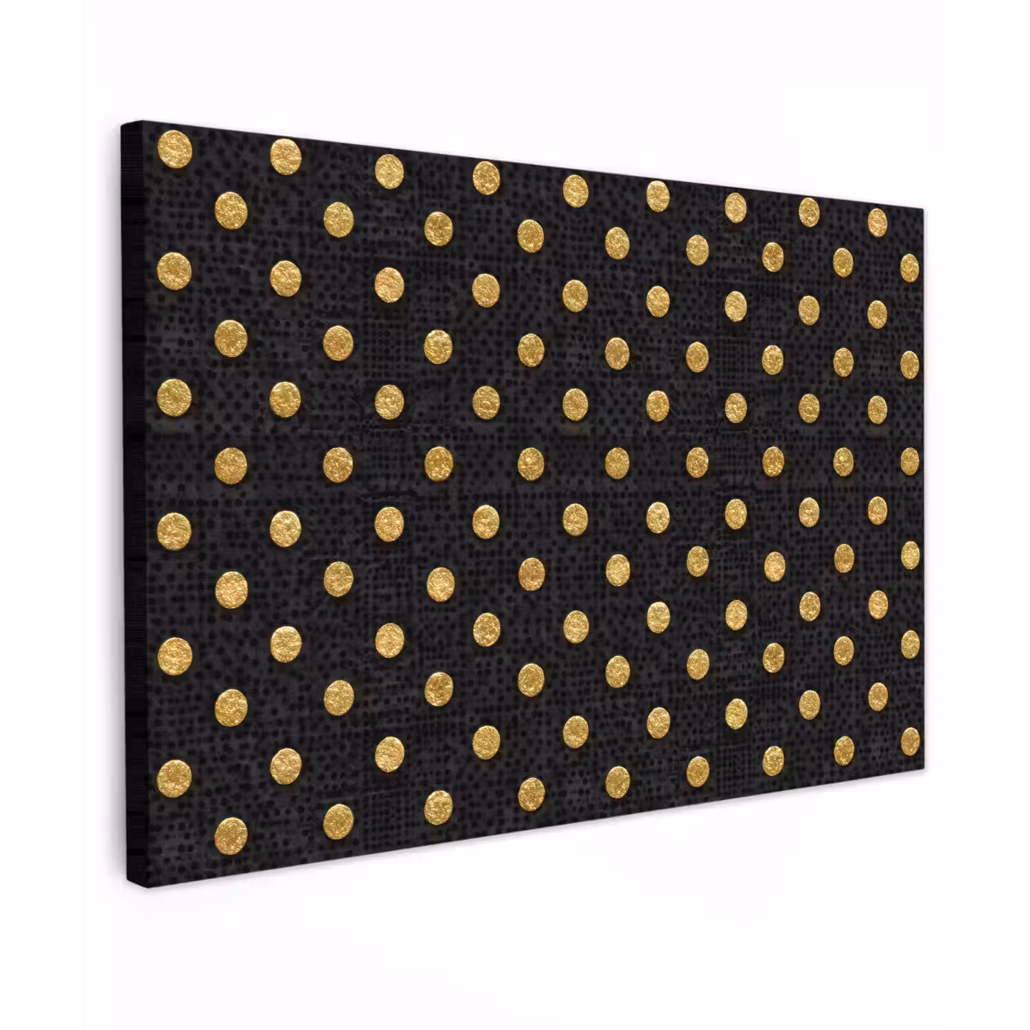 Polka Dot - Stippen - Goud - Zwart canvas 2cm klein 34 -z3d