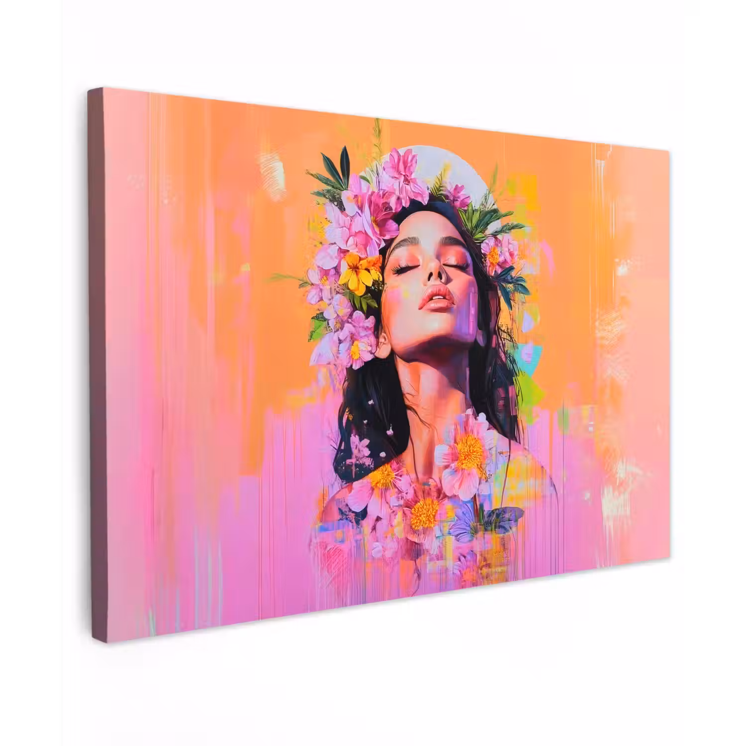 Portret - Bloemenkroon - Vrouw canvas 2cm klein -z3d