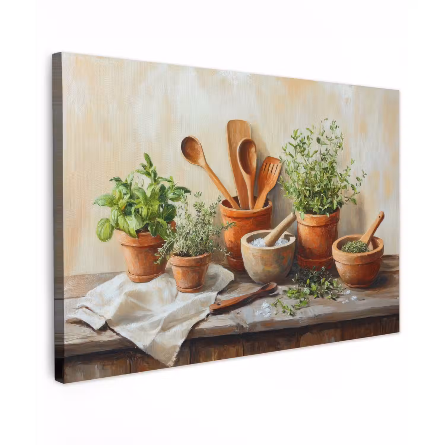 Potten - Kruiden - Hout canvas 2cm klein -z3d
