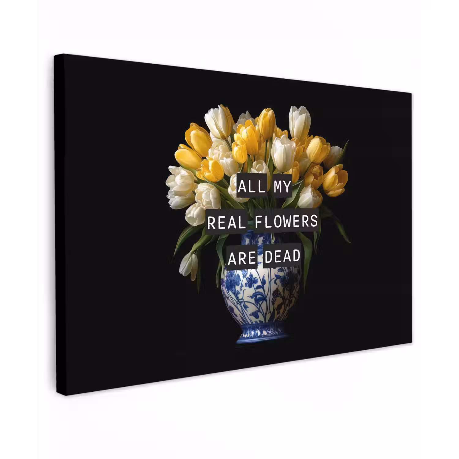 Quotes - Bloem - Tulp - Geel canvas 2cm klein -z3d