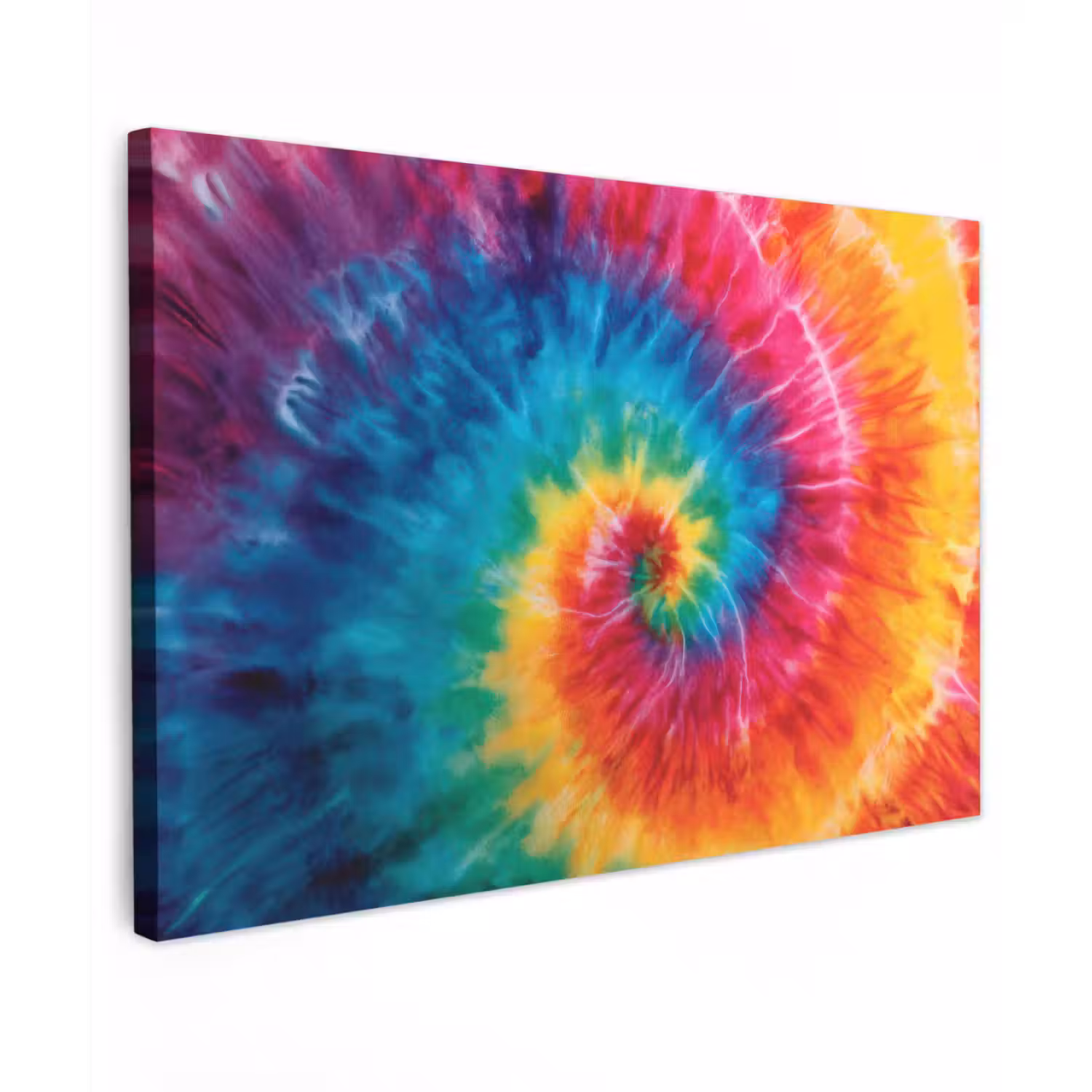 Regenboog - Tie dye - Kleurrijk - Blauw canvas 2cm klein -z3d