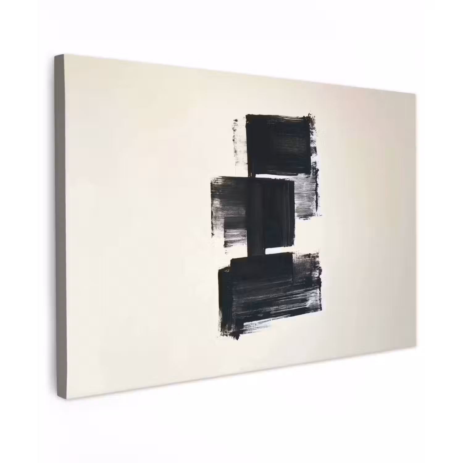 Rechthoeken - Penseelstreken - Abstract - Zwart canvas 2cm klein -z3d