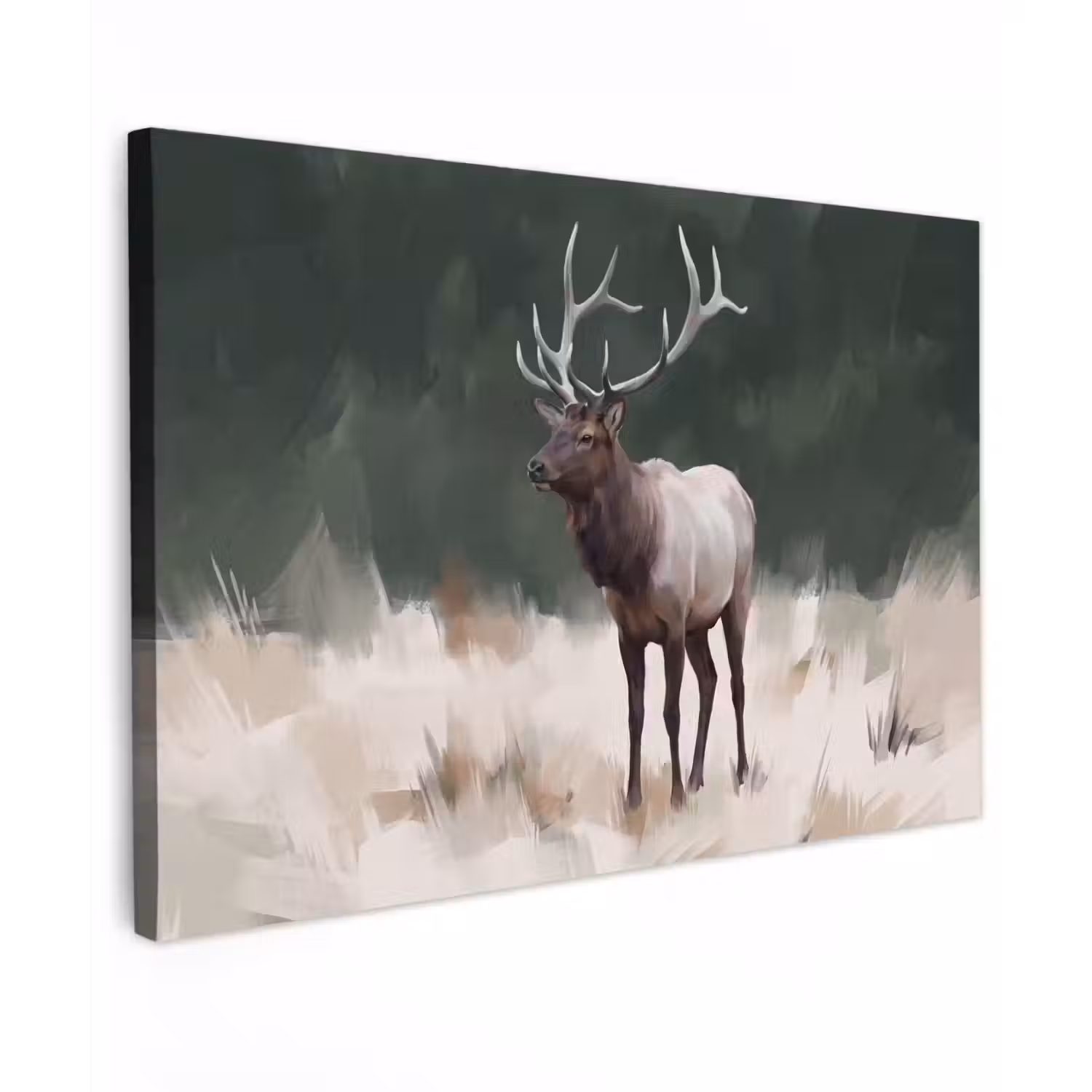 Edelhert - Gewei - Schildering - Rustiek canvas 2cm klein -z3d