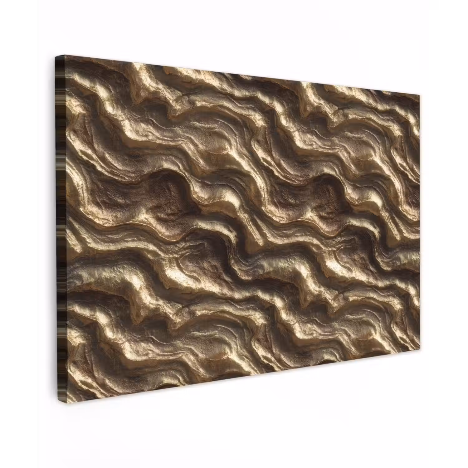 Reliëf - Golven - Abstract - Bronsgoud canvas 2cm klein 34 -z3d