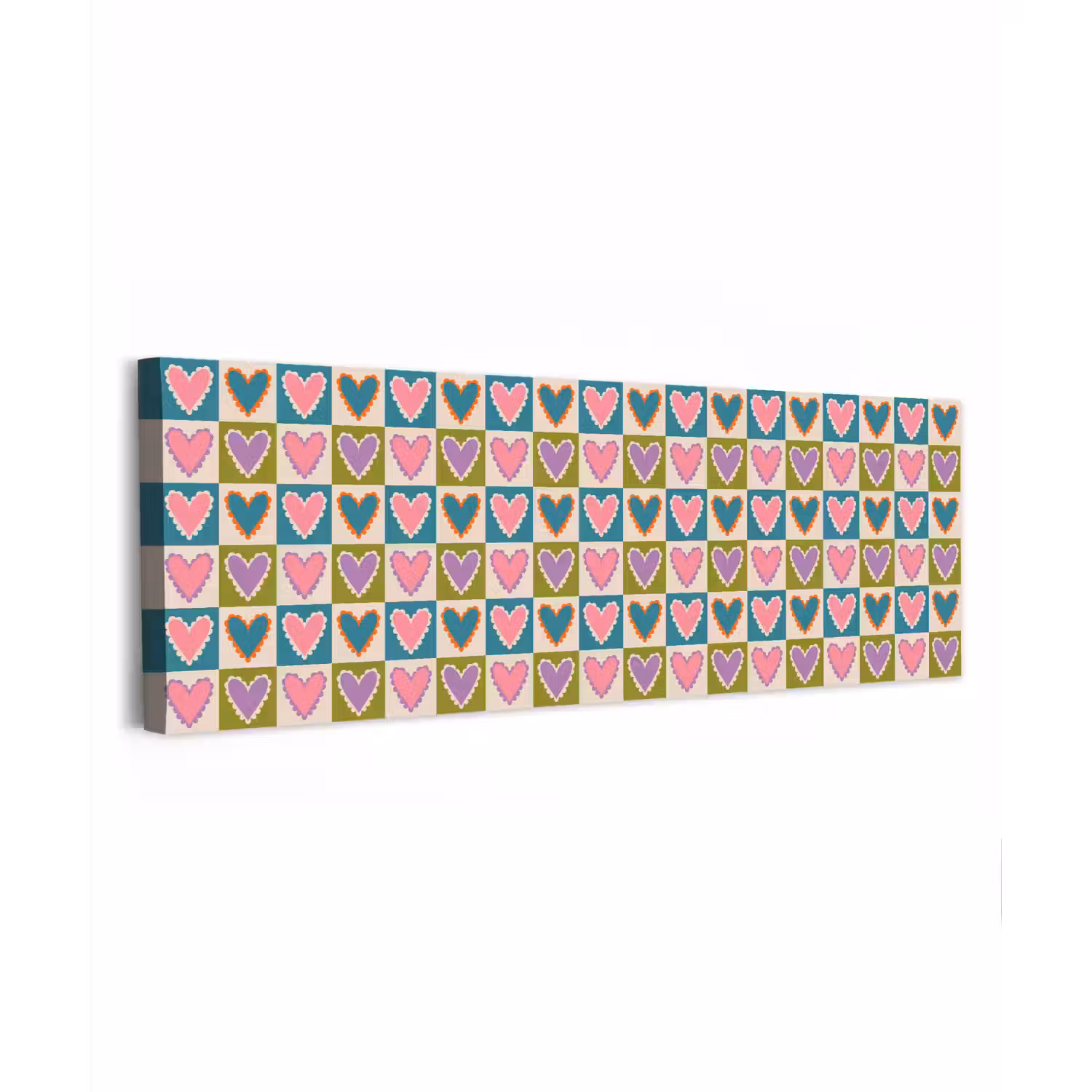 Retro - Kleuren - Patroon - Hartjes canvas 2cm klein 828 -z3d