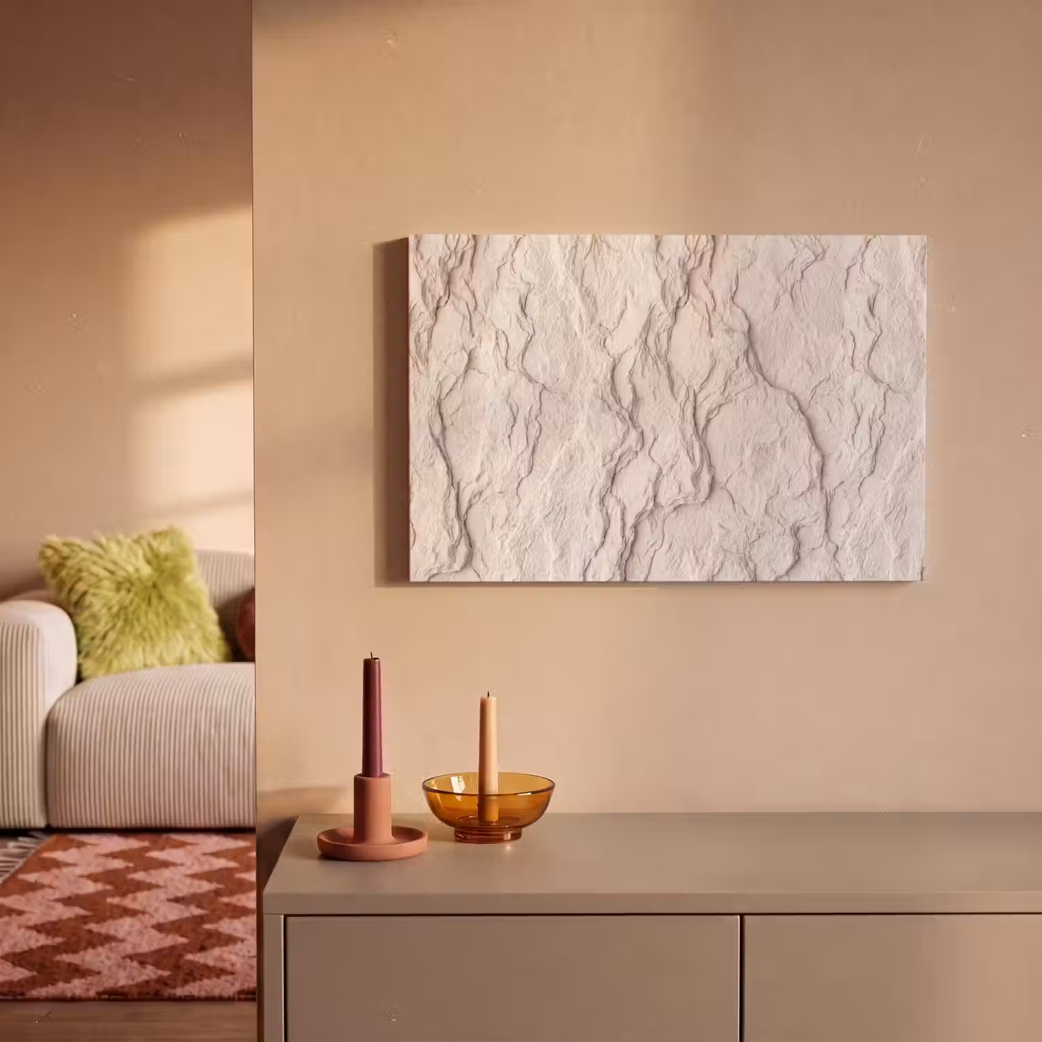 Rots - Structuur - Natuur - Beige - Abstract canvas 2cm klein -sfeer1