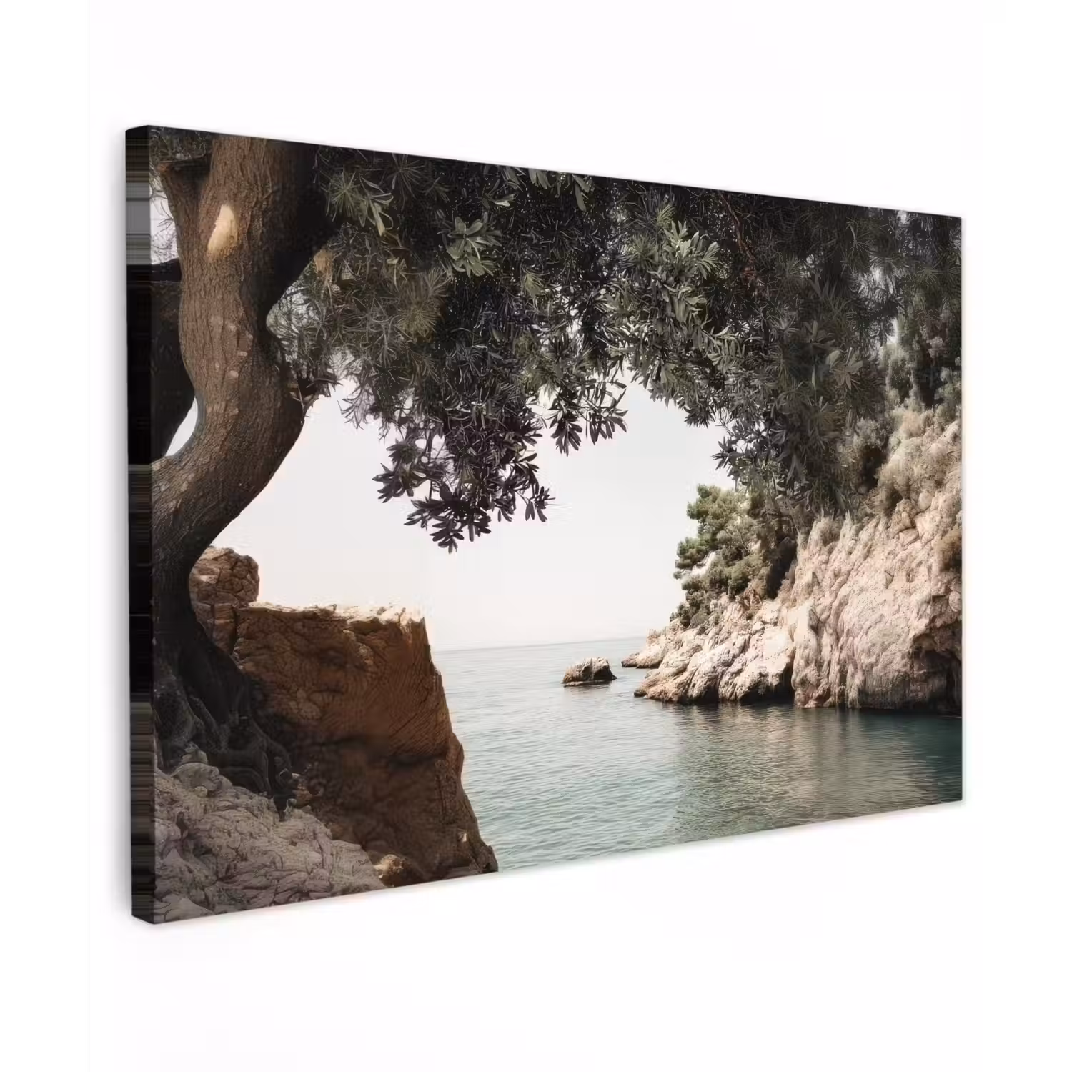 Rotsen - Zee - Boom - Groen canvas 2cm klein -z3d