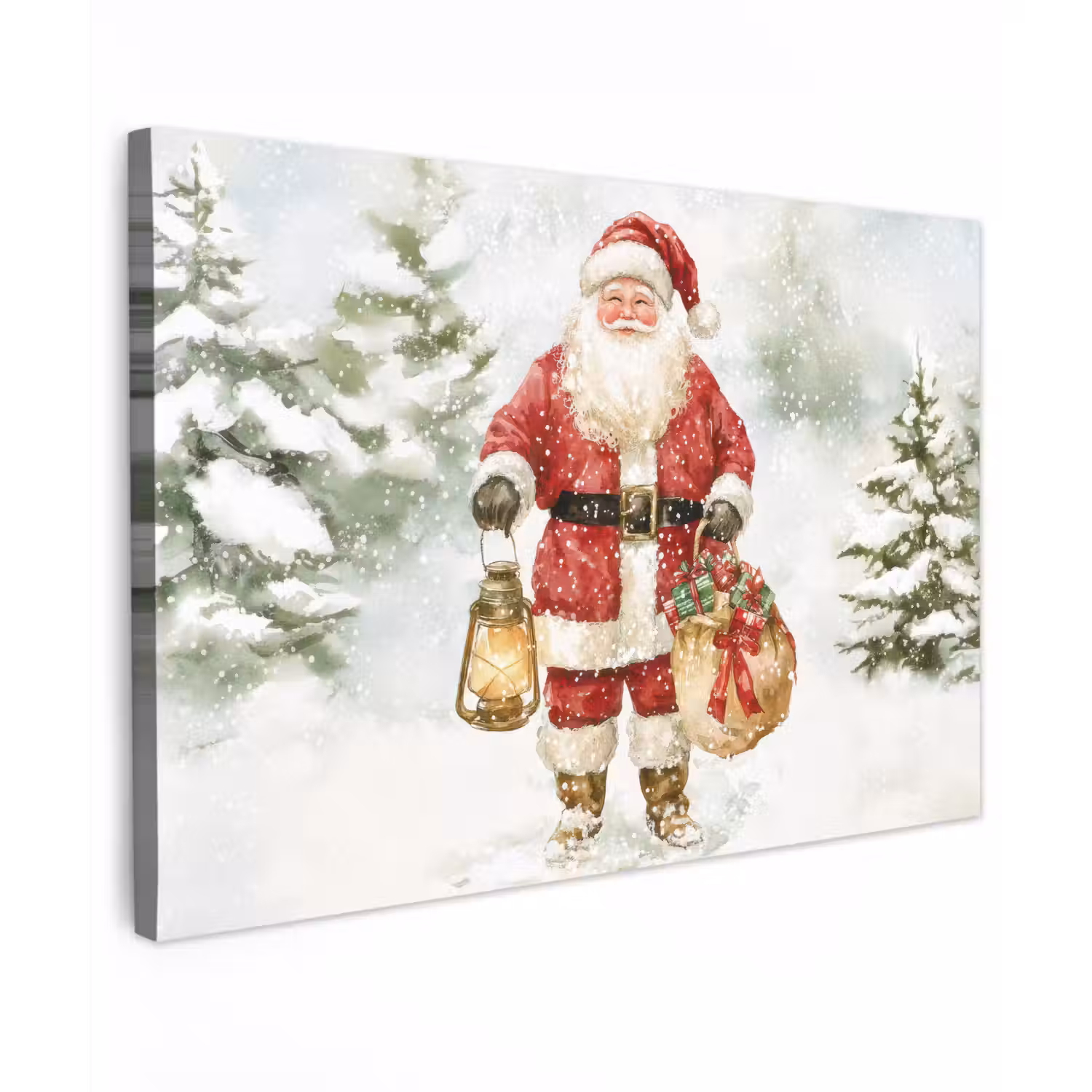 Kerstman- Winter - Sneeuw - Wit - Rood canvas 2cm klein -z3d