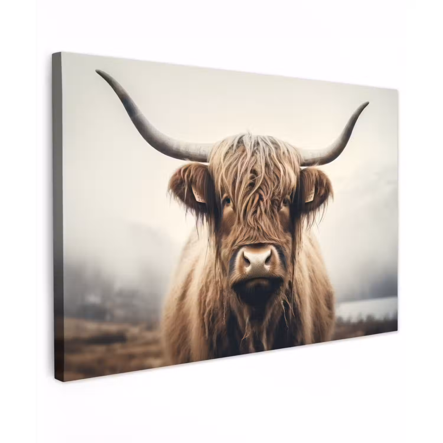 Schotse hooglander - Hoorns - Landschap canvas 2cm klein -z3d