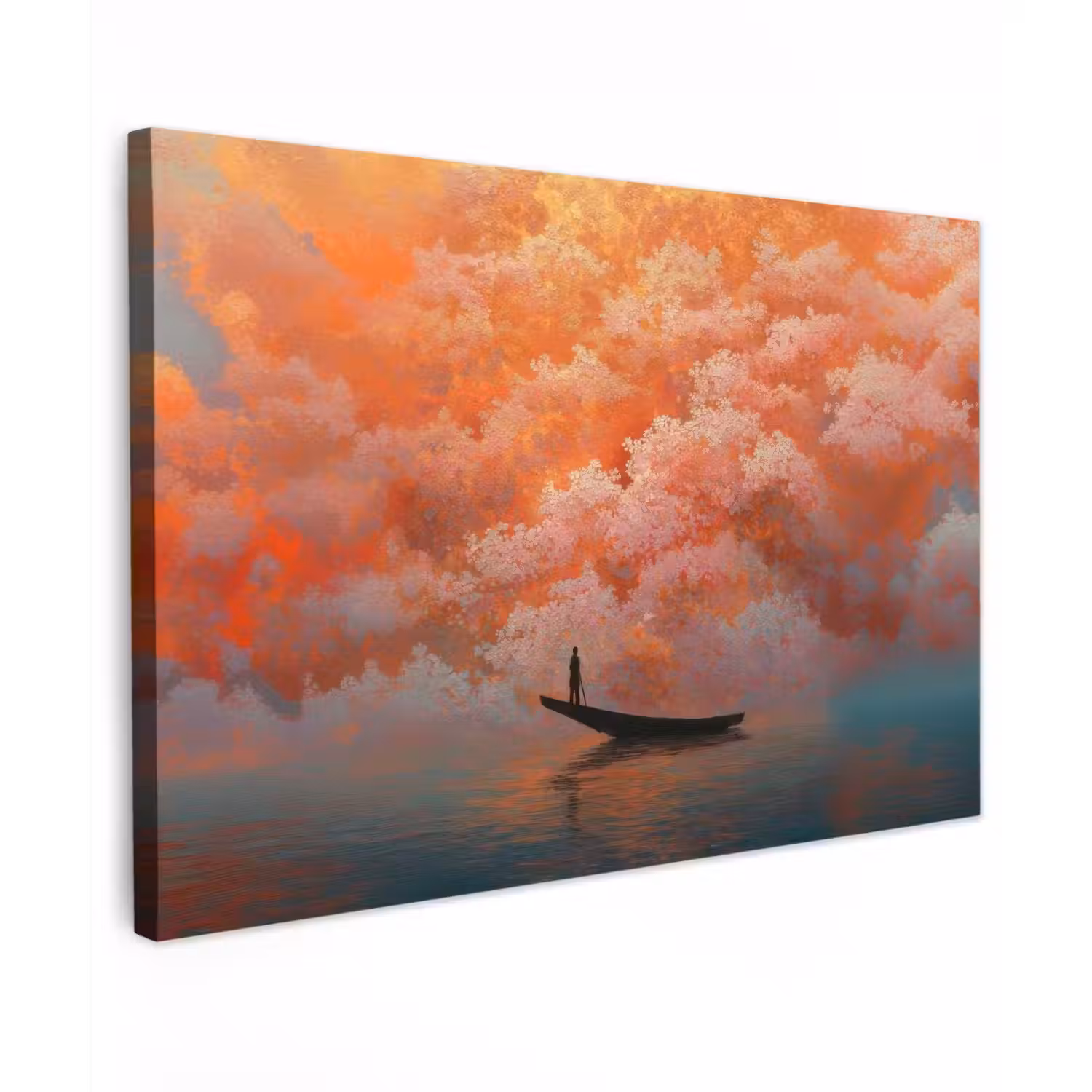 Zee - Boot - Wolken - Oranje canvas 2cm klein -z3d