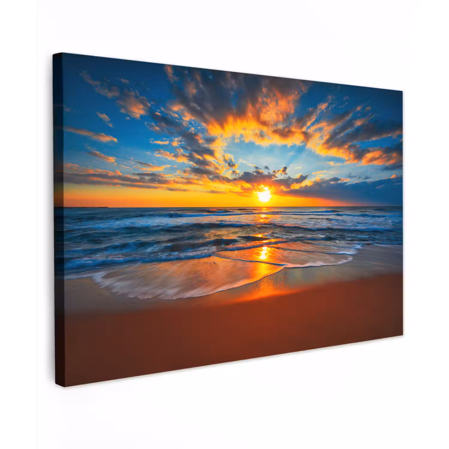 Zee - Zonsondergang - Strand - Wolken - Oranje canvas 2cm klein -z3d