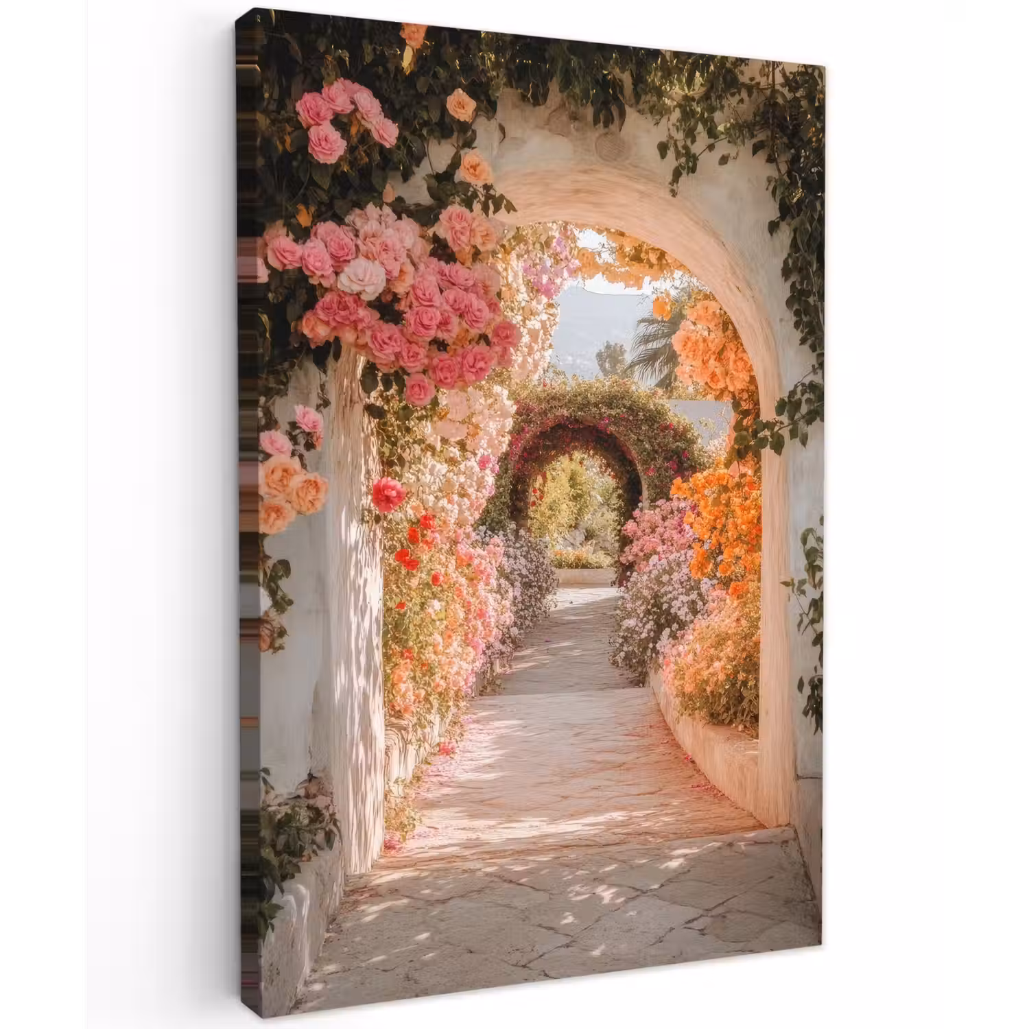 Doorkijk - Boog - Bloemen - Pastel canvas 2cm klein -z3d