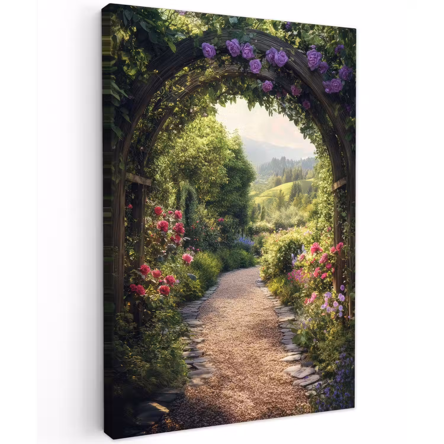 Doorkijk - Landschap - Bloemen - Tuinboog - Natuur canvas 2cm klein -z3d
