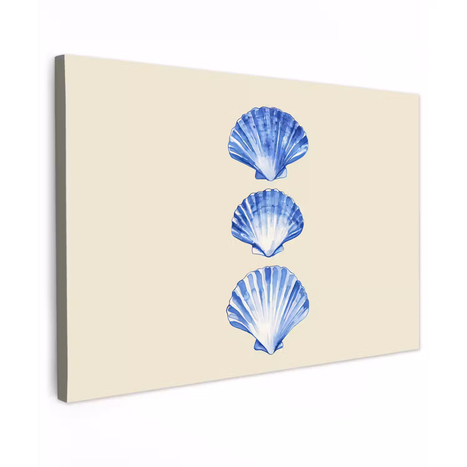 Schelpen - Blauw - Beige canvas 2cm klein -z3d