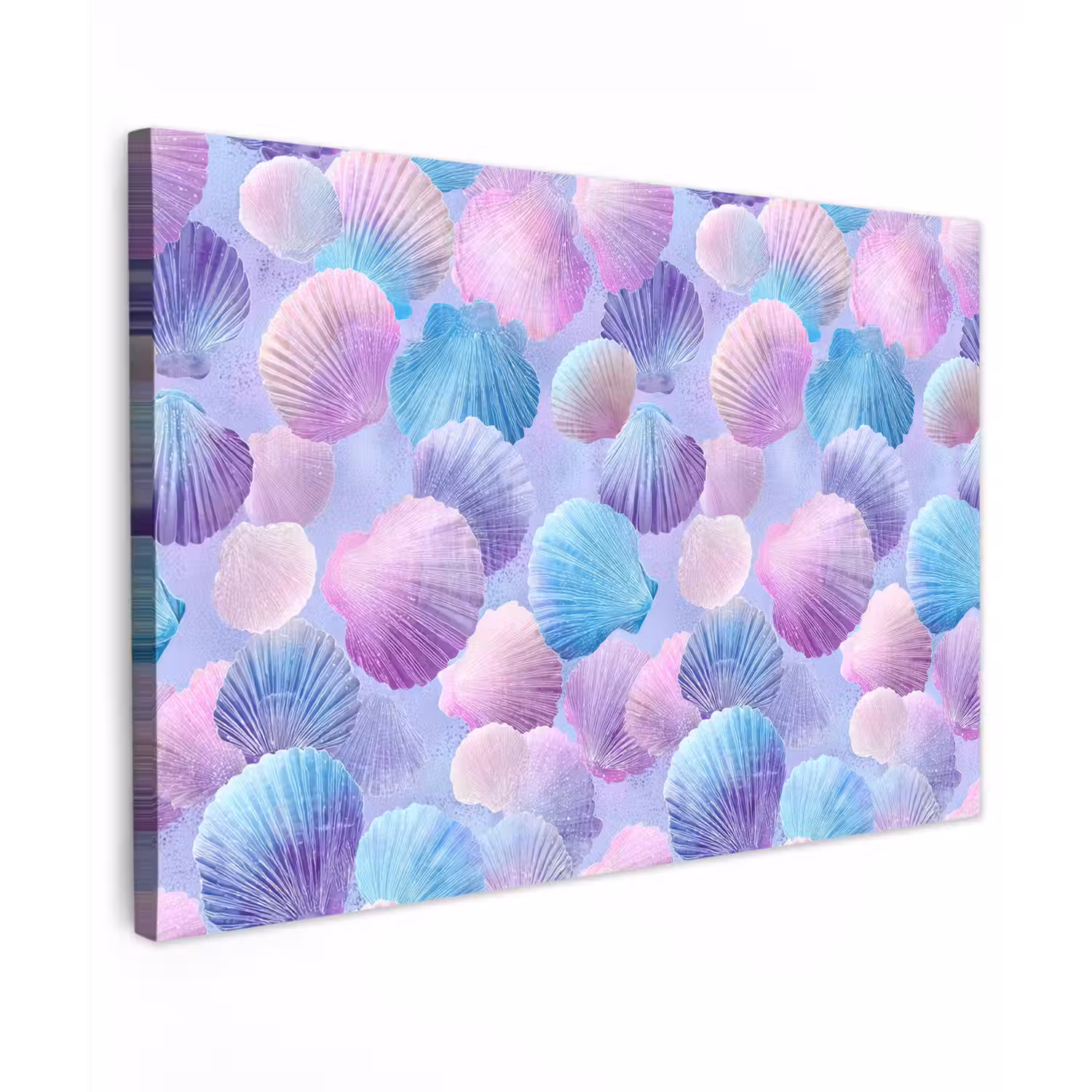 Schelpen - Paars - Blauw - Patroon - Pastel canvas 2cm klein -z3d