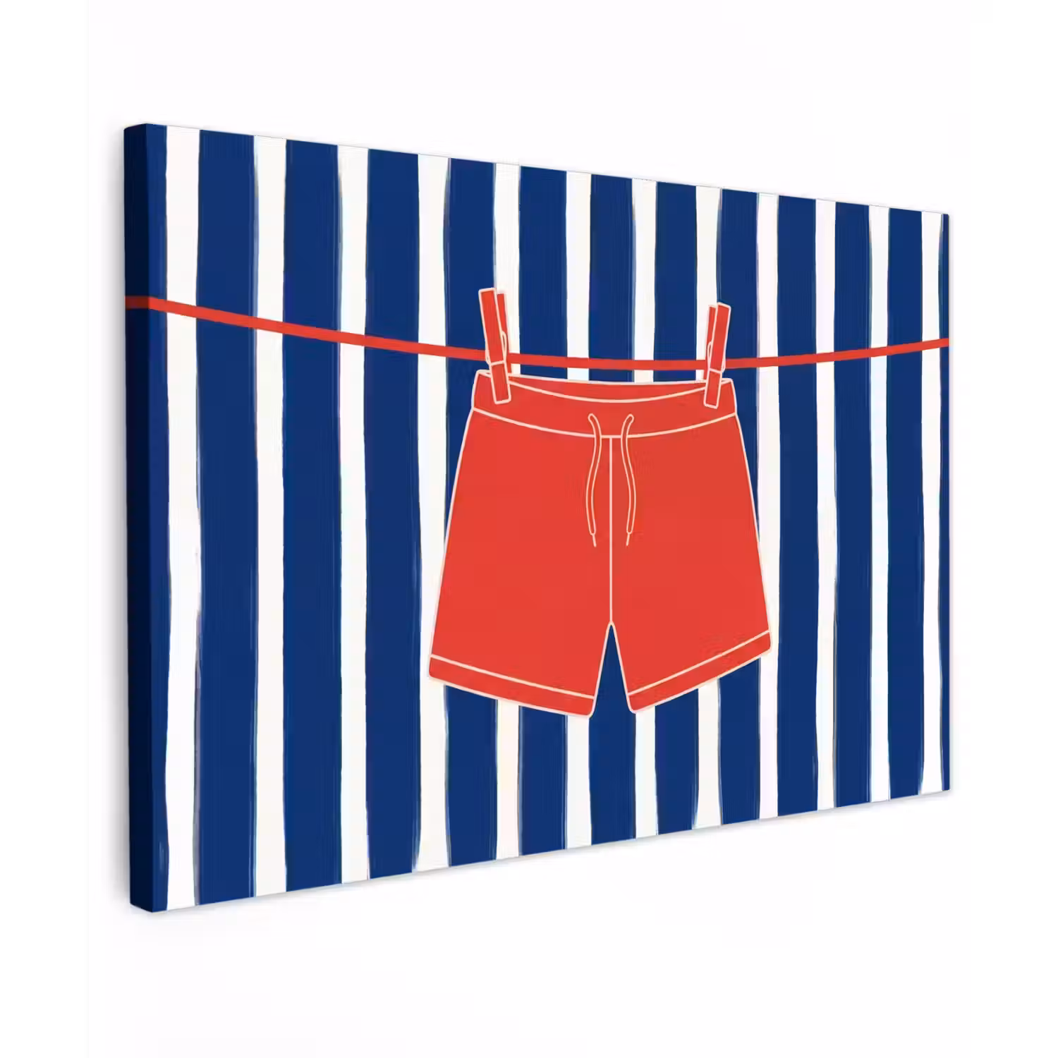 Shorts - Waslijn - Zomer - Illustratie - Rood canvas 2cm klein -z3d
