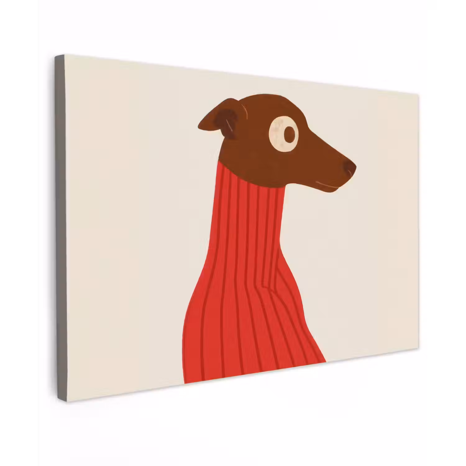Silhouet - Hond - Trui - Rood canvas 2cm klein -z3d
