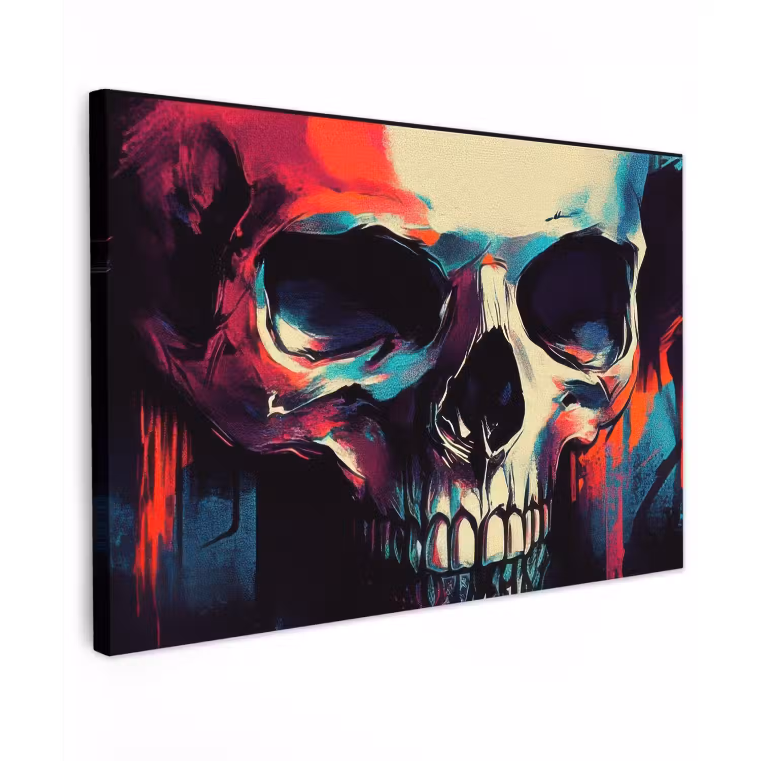 Schedel - Abstract - Rood - Blauw - Graffiti canvas 2cm klein -z3d