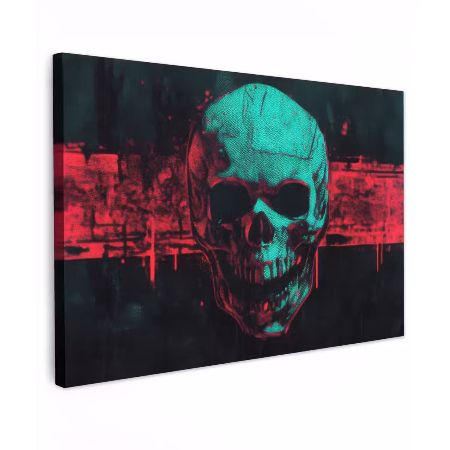 Schedel - Cyberpunk - Neon Rood canvas 2cm klein -z3d