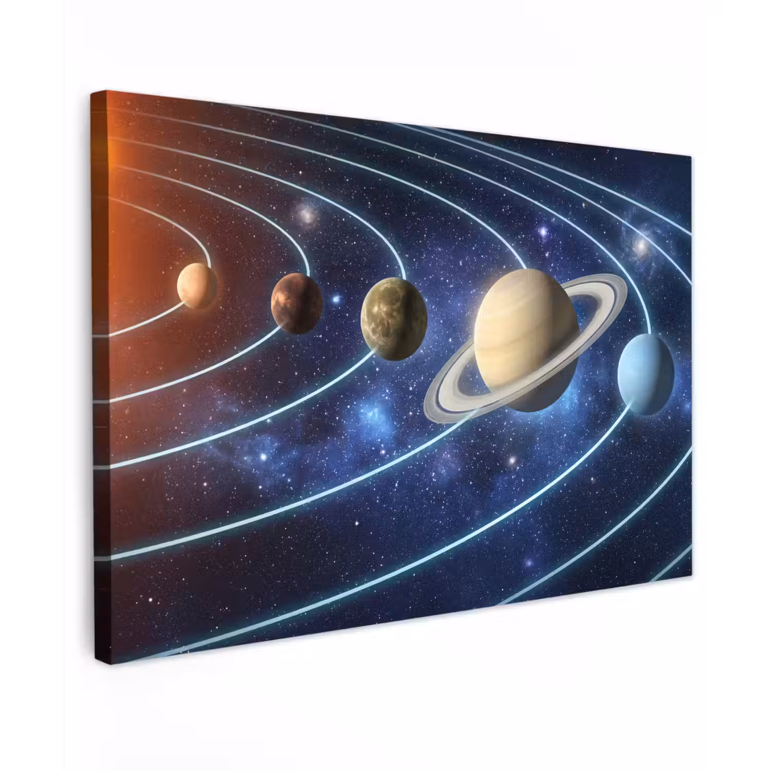 Ruimte - Zonnestelsel - Blauw canvas 2cm klein -z3d
