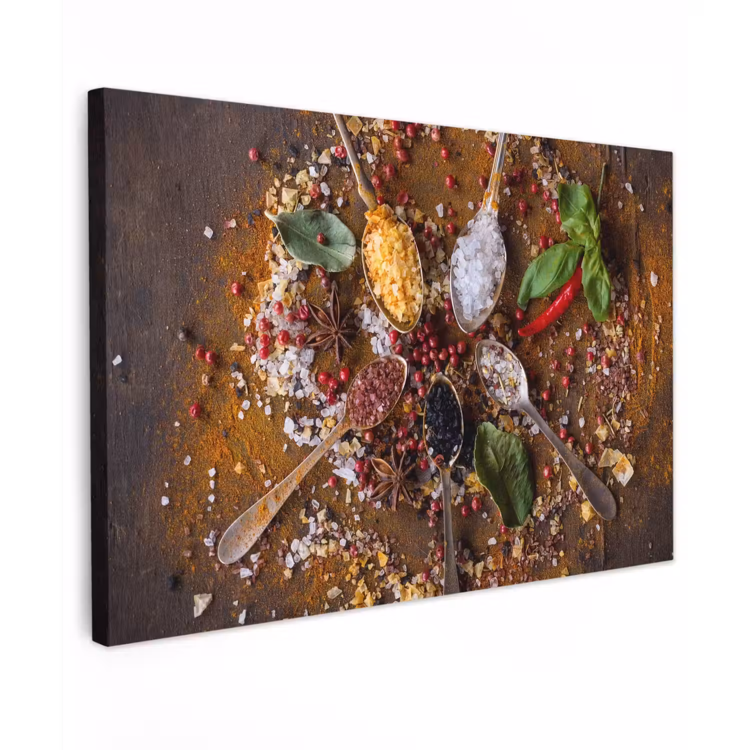 Specerijen - Kruiden - Lepels - Zout - Bruin - Keuken canvas 2cm klein -z3d