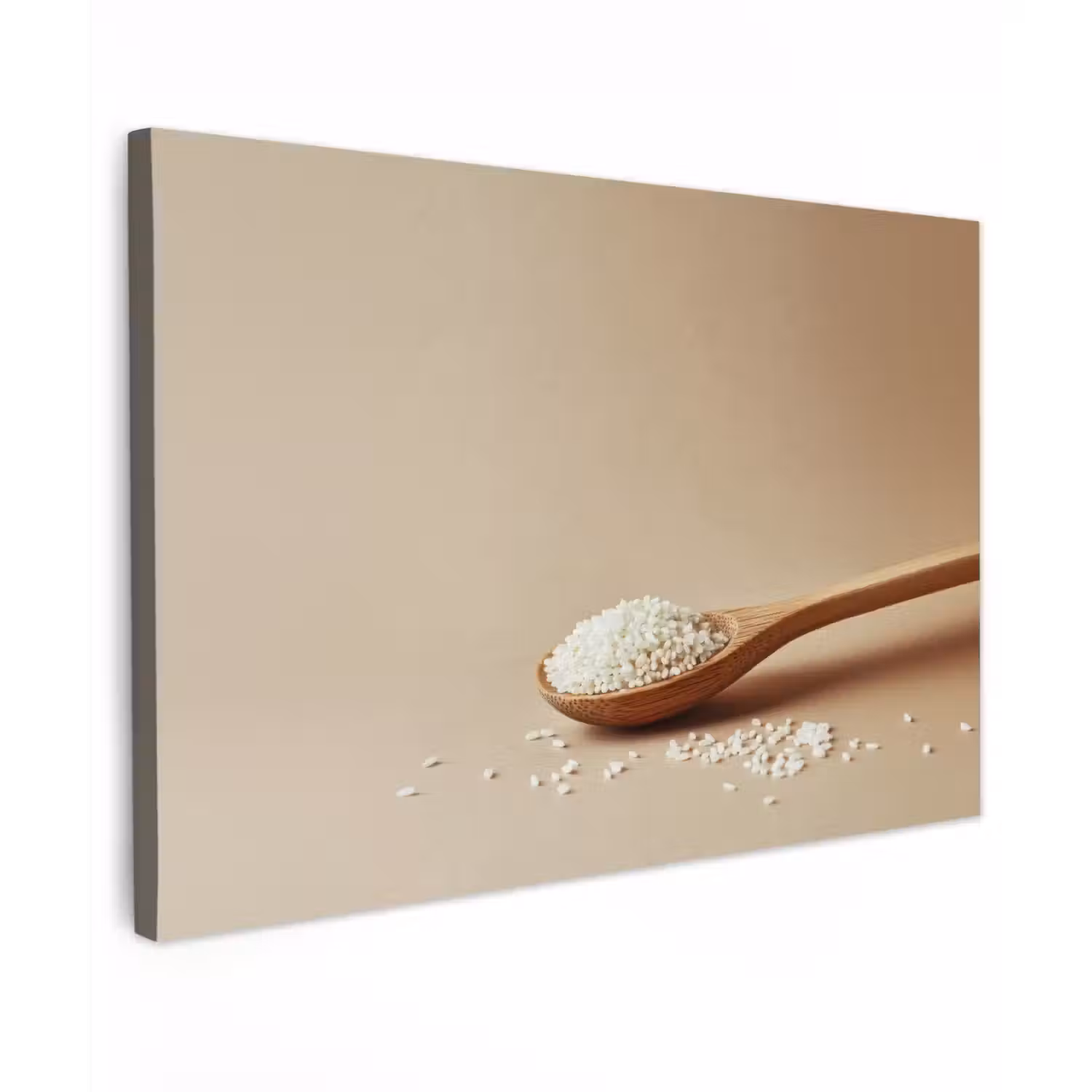 Lepel - Rijst - Hout - Beige canvas 2cm klein -z3d