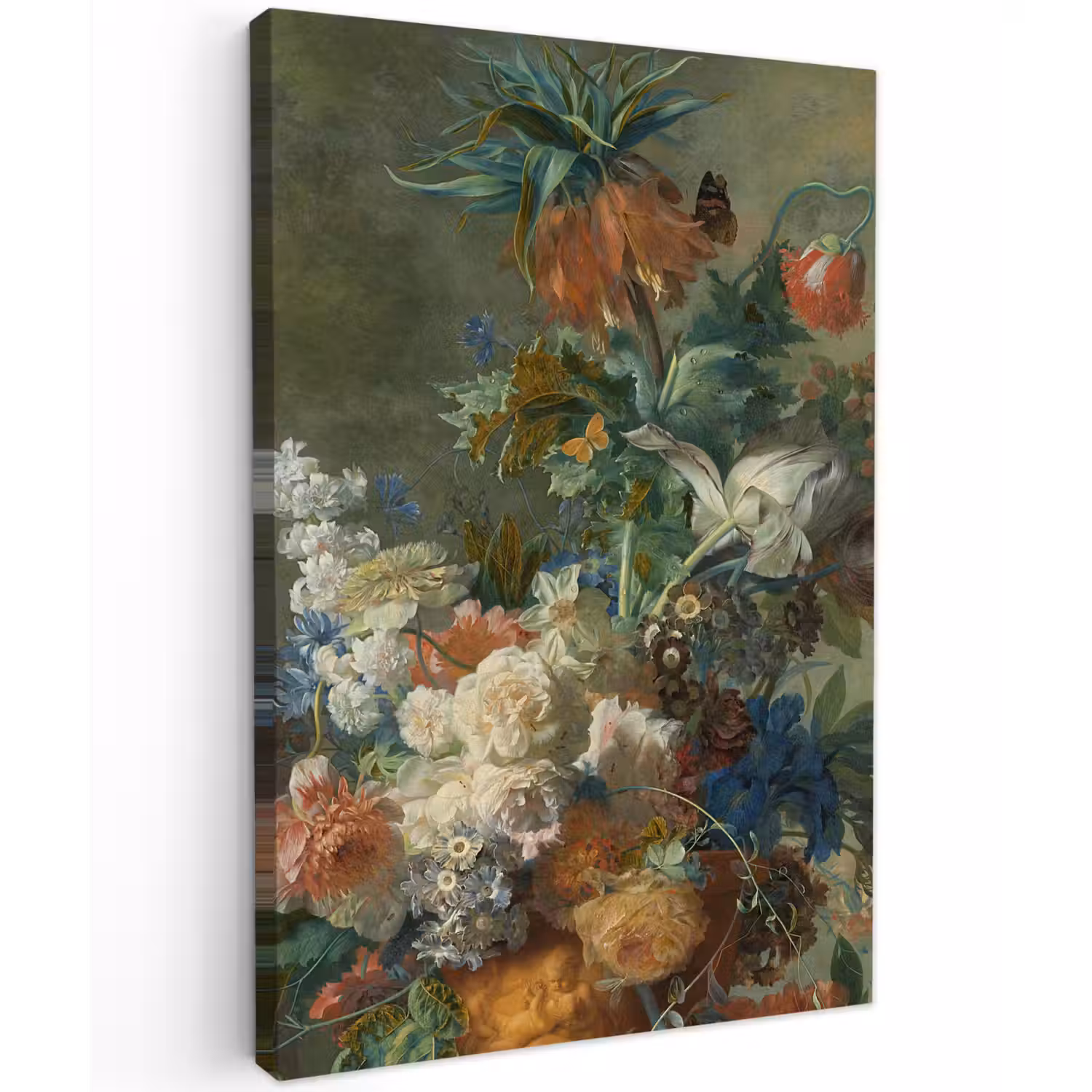 Stilleven met bloemen - Schilderij van Jan van Huysum canvas 2cm klein -z3d