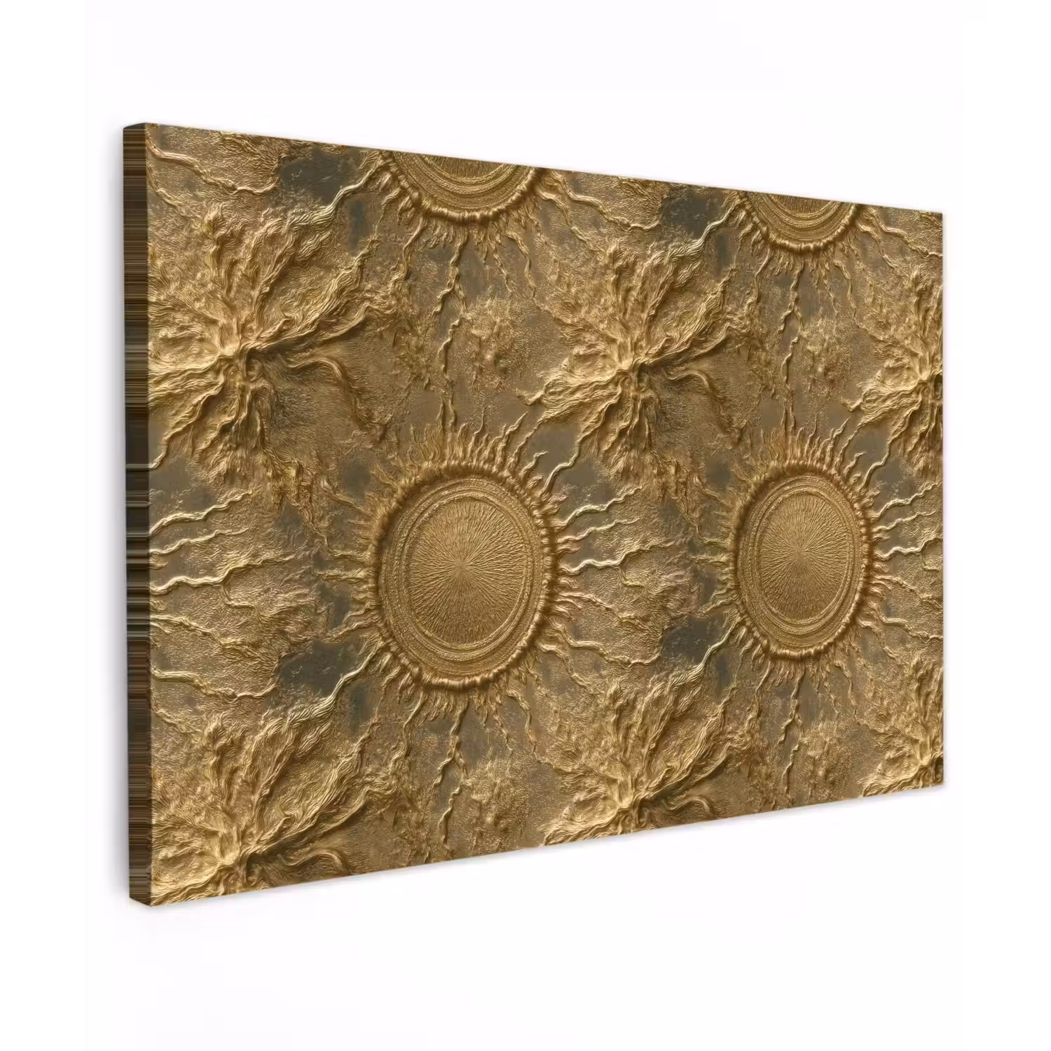 Zon - Reliëf - Antiek - Goud canvas 2cm klein 34 -z3d