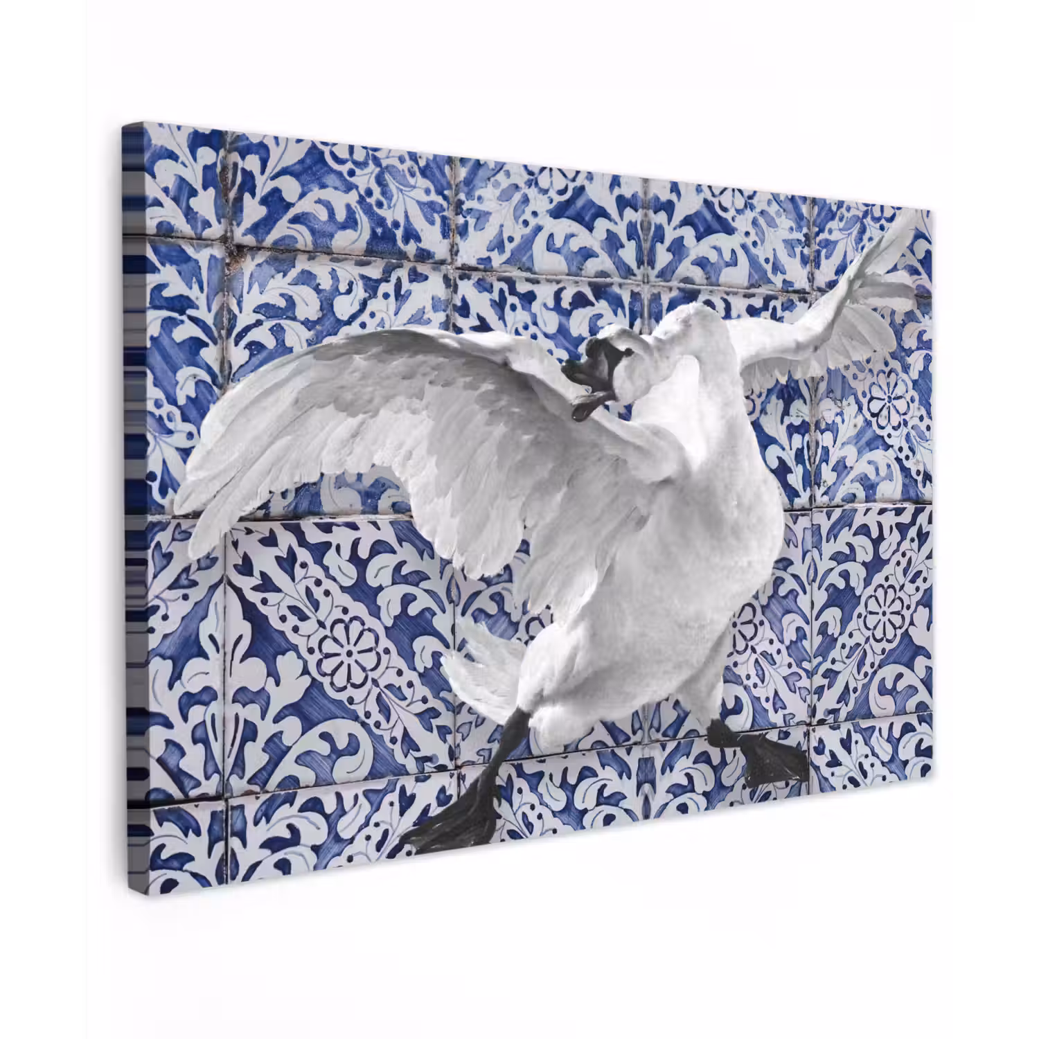 Zwaan - Kunst - Delfts blauw - Schilderij - Oude meesters canvas 2cm klein -z3d