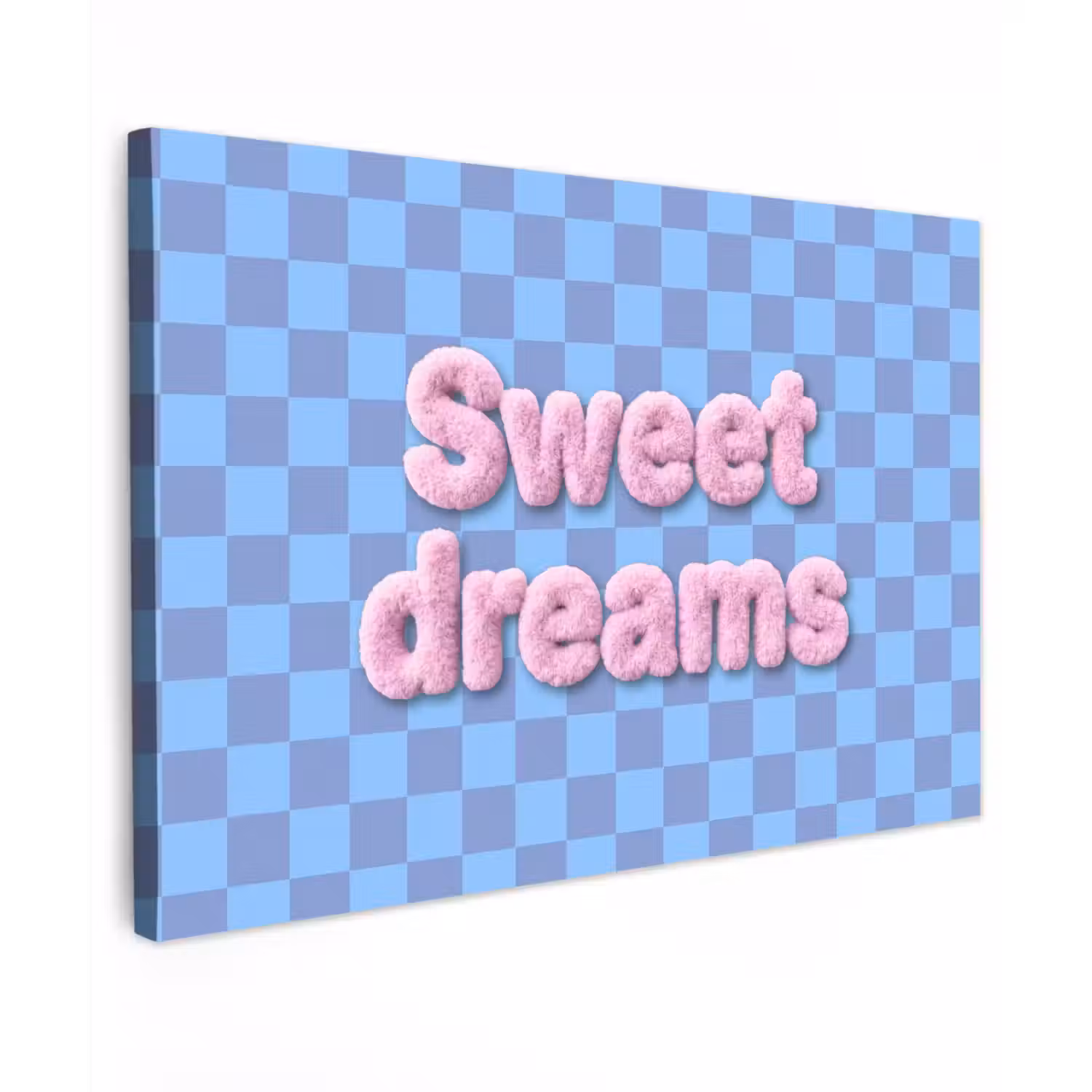 Sweet dreams - Vierkanten - Roze - Blauw canvas 2cm klein -z3d