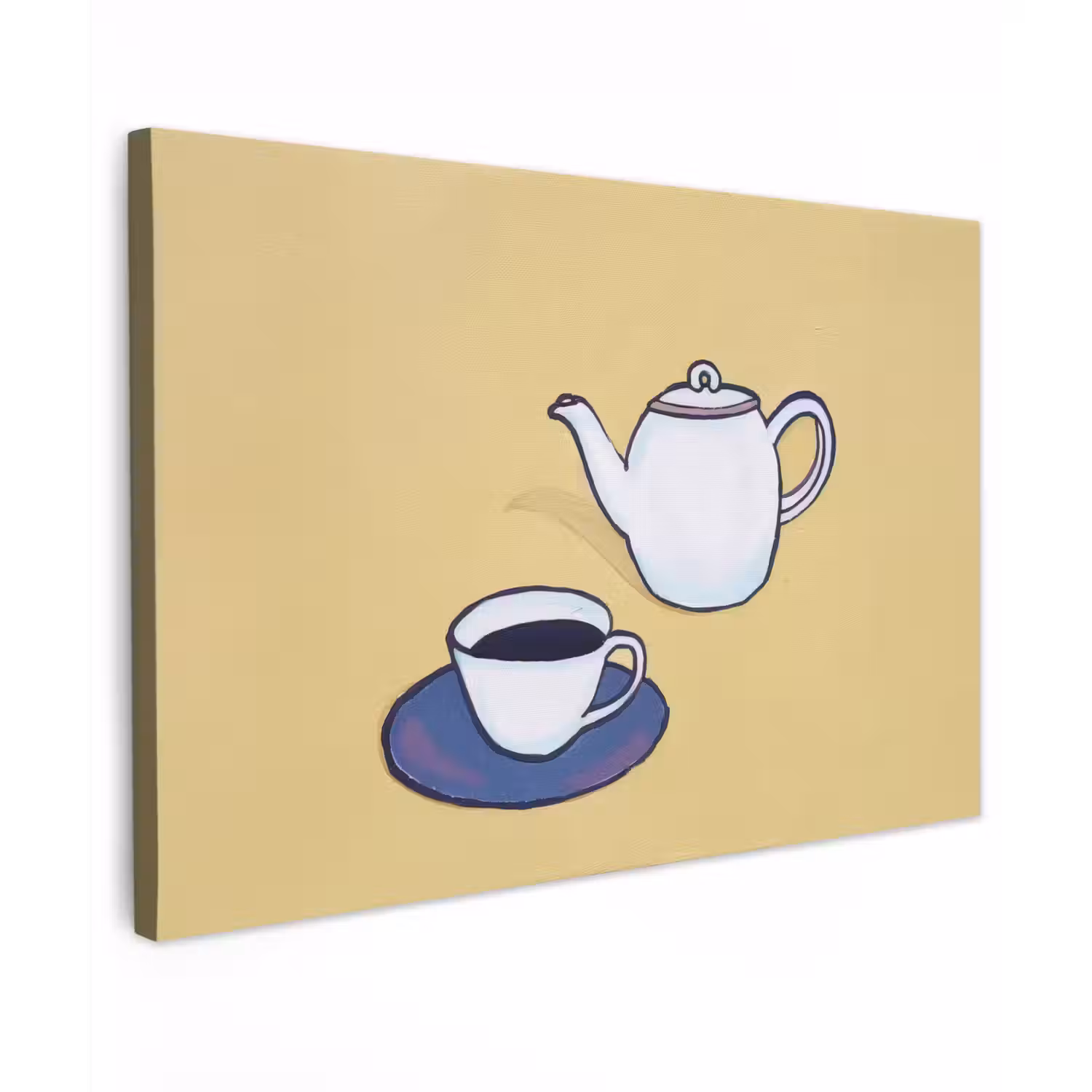 Theepot - Kopje - Beige - Illustratie canvas 2cm klein -z3d